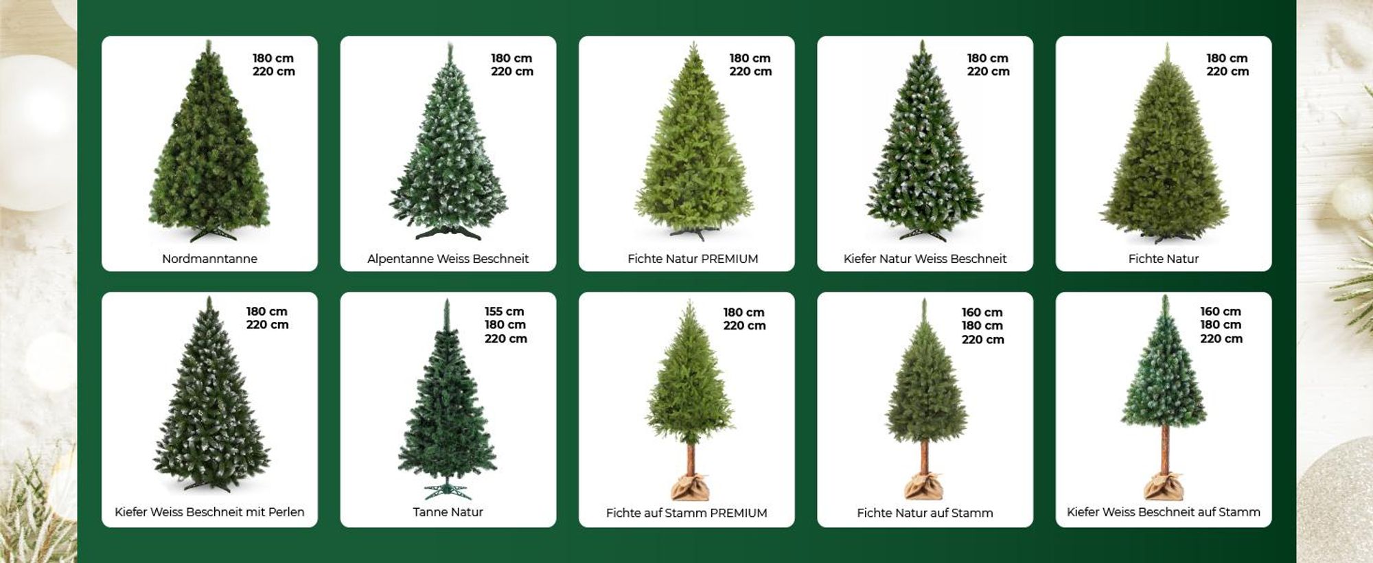 KADAX künstlicher Weihnachtsbaum mit silbernen Kügelchen und Raureif, 220cm Tannenbaum aus PVC