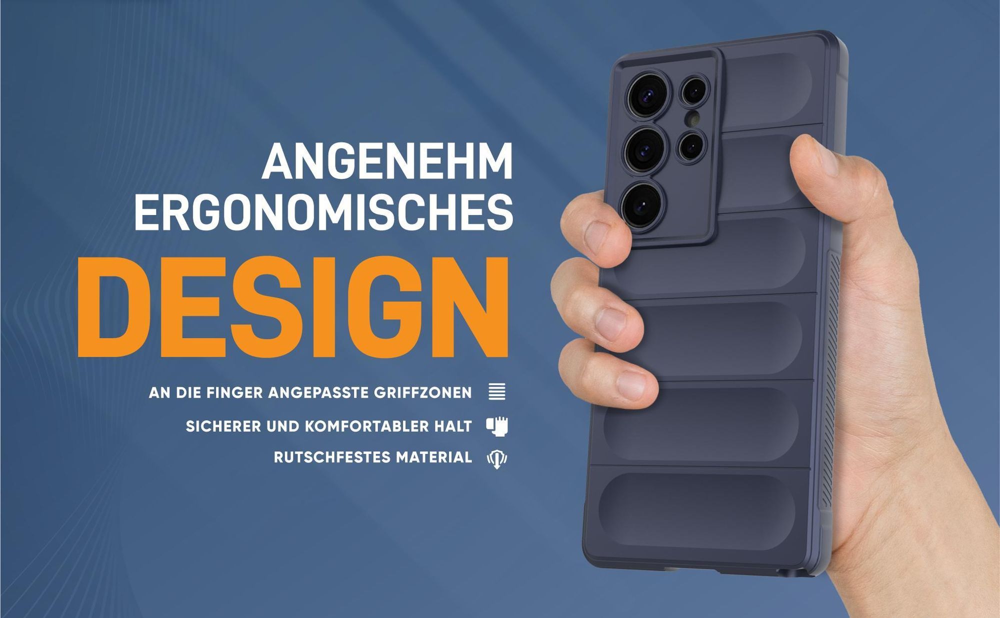 Blaue rutschfeste Hülle für Samsung Galaxy S25 Ultra mit weichem Mikrofaser Inlay