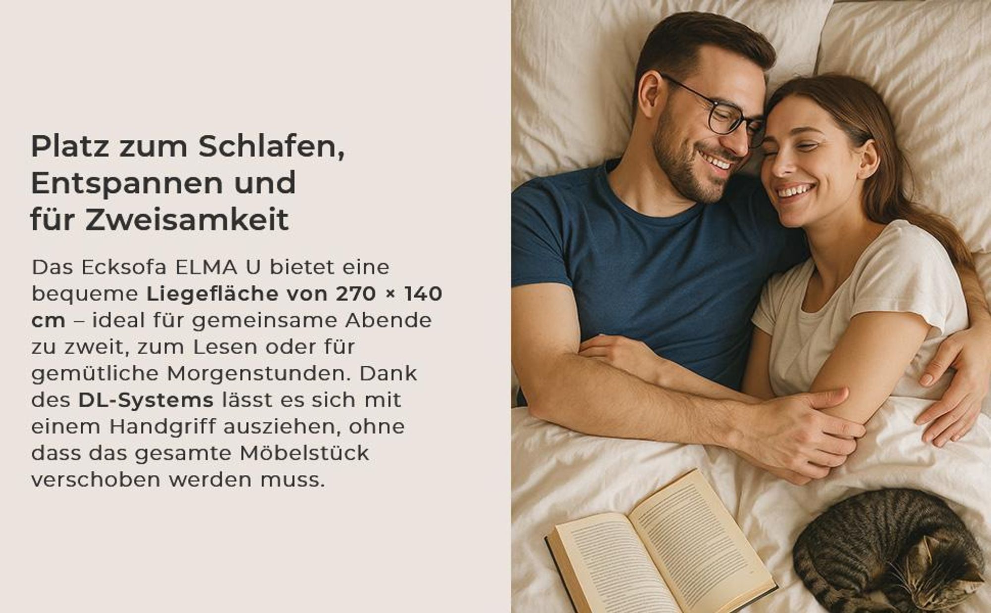Ecksofa mit schlaffunktion und bettkasten, Sofa U-Form ELMA, Dunkelgrau
