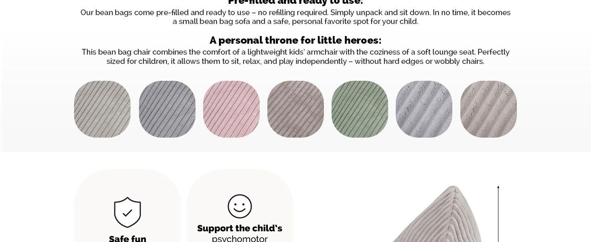 Pouf per bambini MISIOO Premium - Ergonomico - Dai 12 mesi in su - Comodi pouf per la cameretta dei bambini - Pouf con imbottitura leggera in polistirolo
