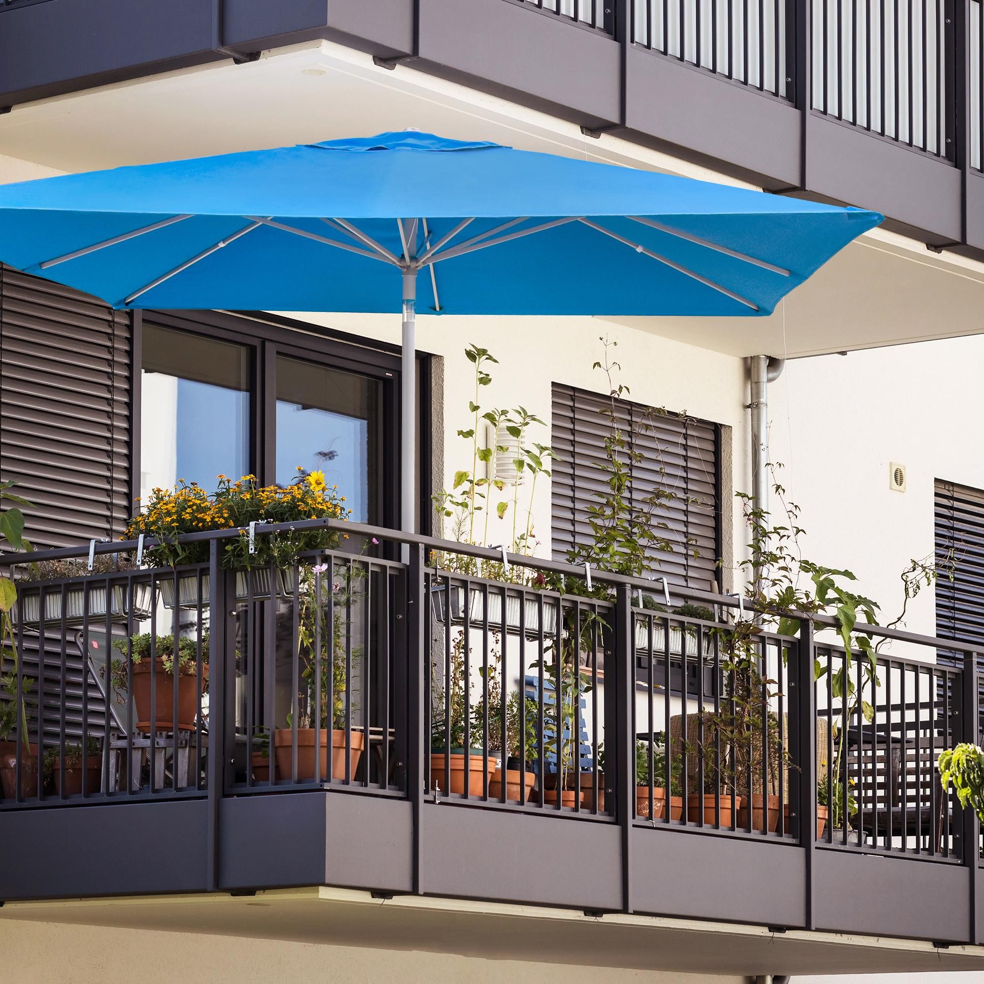 Sonnenschirm 3,5m rund weiß Garten Balkon knickbar mit Kurbel UV-Schutz Gestell weiß paramondo interpara