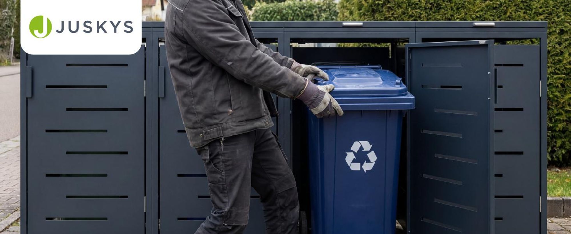 Juskys Mülltonnenbox Arel 4er - Metall Gartenbox - Anthrazit