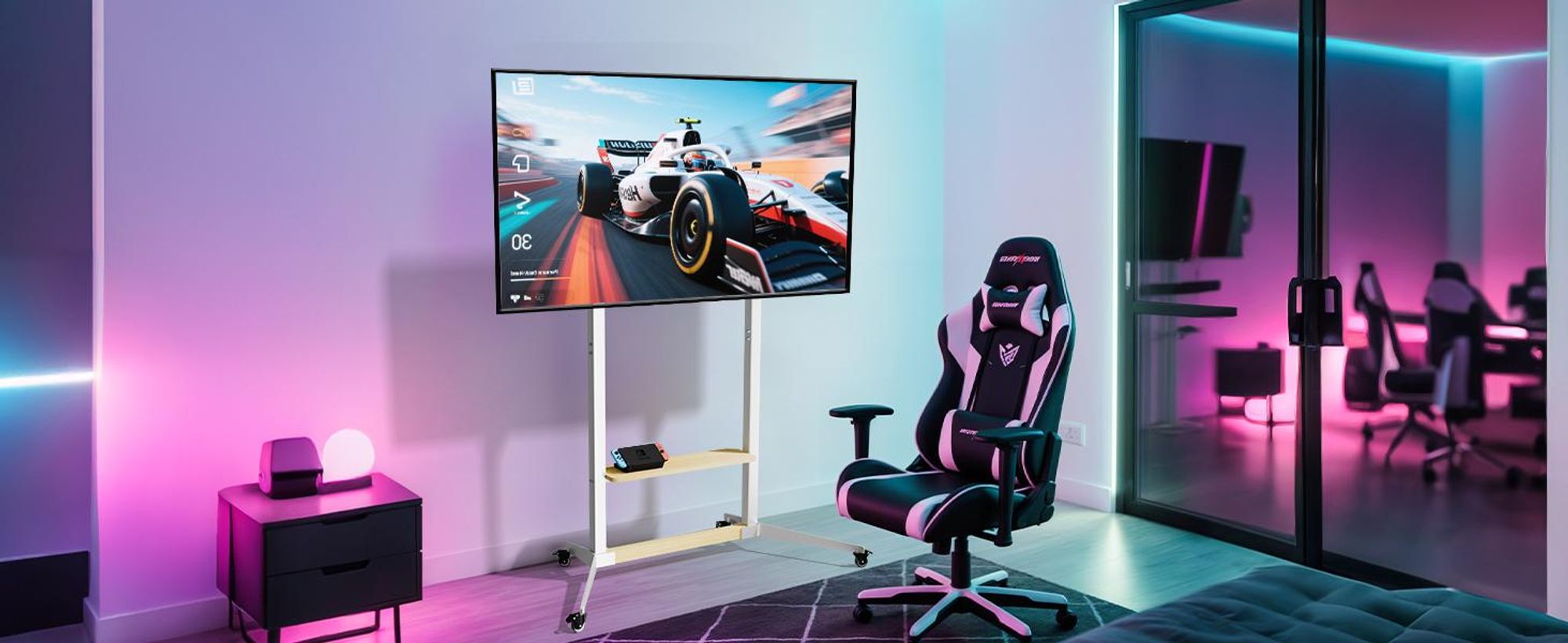 WISFOR TV Standfuss Höhenverstellbar, TV Ständer Rollbar, TV Wagen mit Ablagen für 40-100 Zoll Fernsehstand, VESA 800x600mm, bis Max 100kg