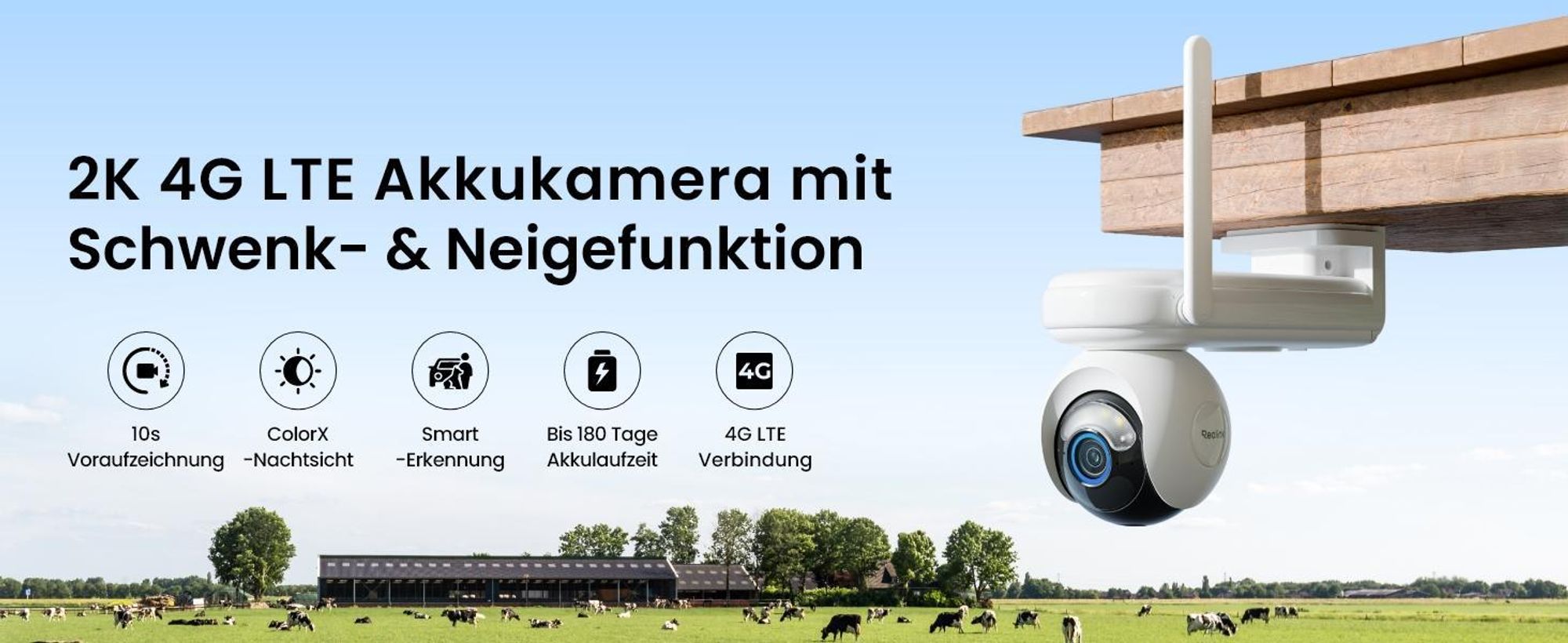 Reolink Altas Go PT+Solarpanel, 2K 4MP 4G 360° PT Akku Überwachungskamera Aussen, ColorX Nachtsicht, 10s Voraufzeichnung, Auto-Tracking, KI-Erkennung