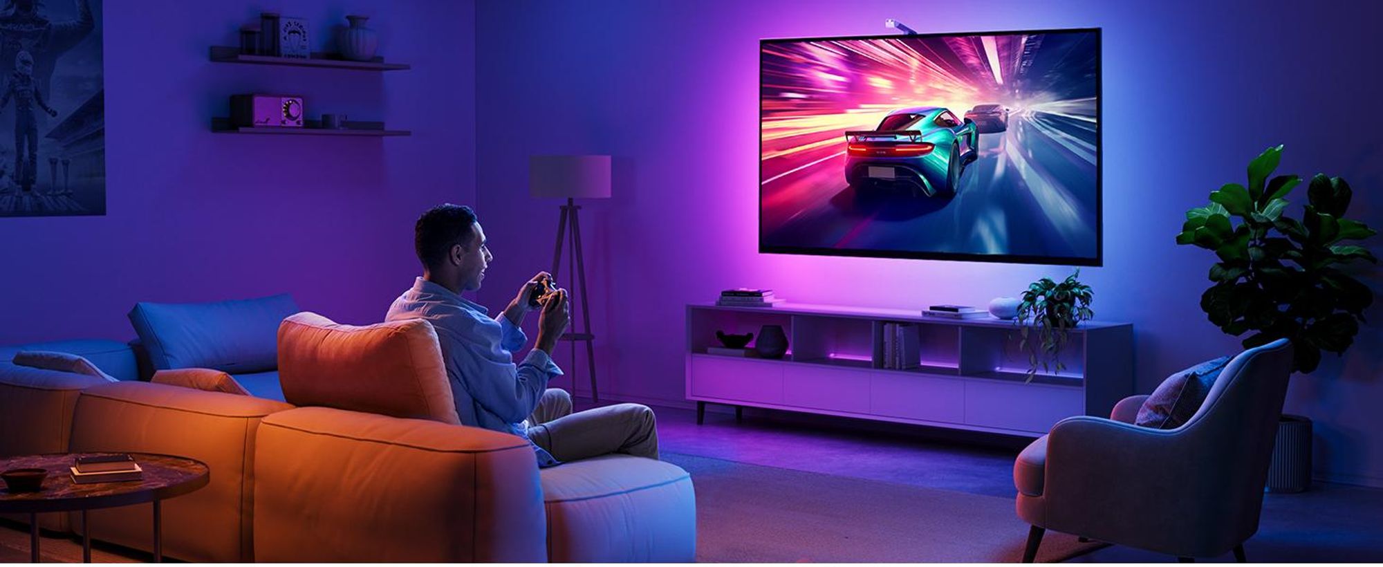 Govee TV Hintergrundbeleuchtung 3 Lite LED Strip mit Kamera, Sync für 55-65 Zoll TVs, Sprach- & APP-Steuerung