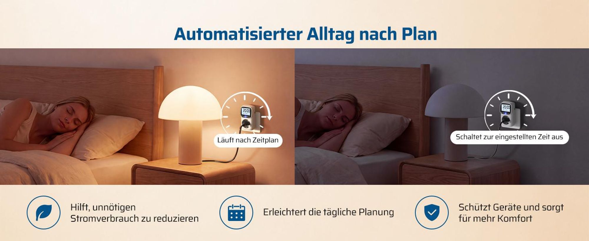 DEWENWILS Zeitschaltuhr Steckdose Digital 2er Pack, 16A 3680W, LCD Display mit Hintergrundbeleuchtung, 8 Programme