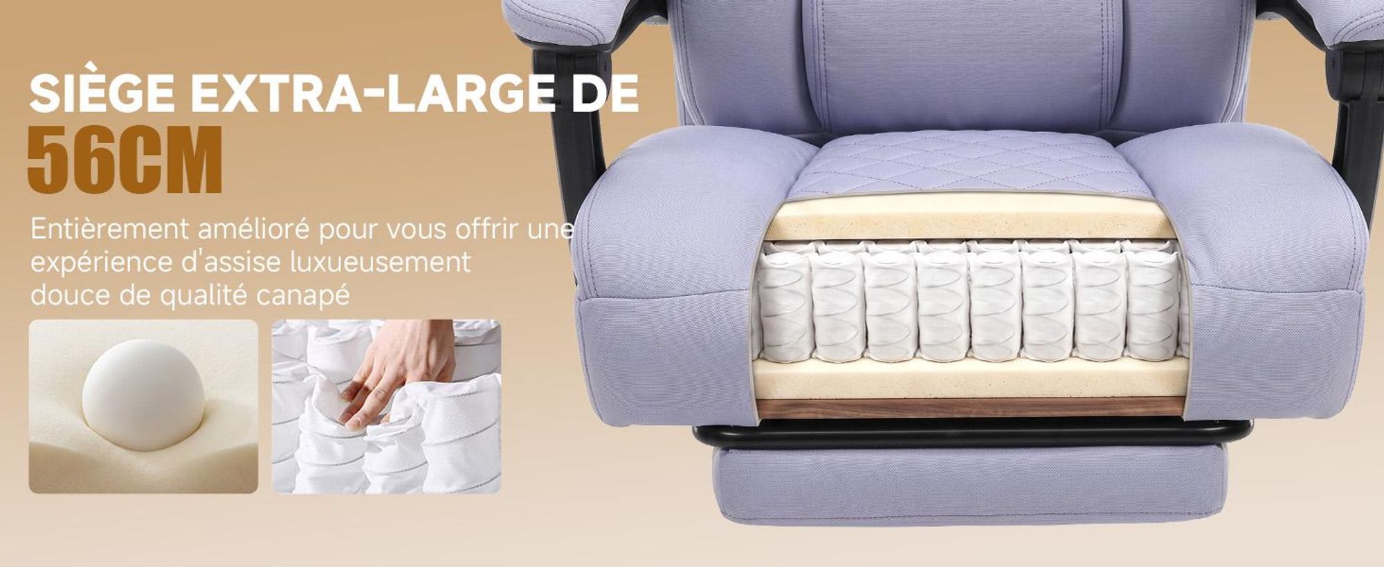 Chaise de gaming GTPLAYER, chaise de bureau ergonomique avec repose-pieds et support lombaire, fauteuil de bureau haut de gamme pour grandes personnes, chaise de bureau large et réglable en hauteur