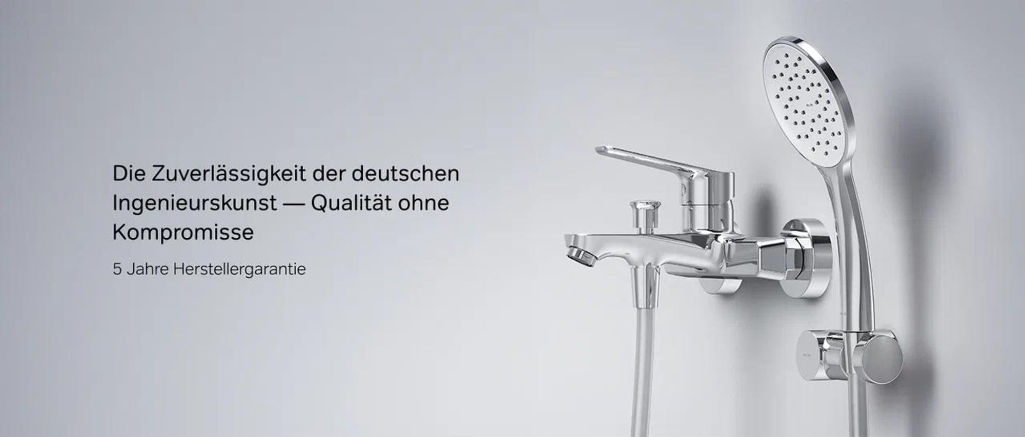 Badewannenarmatur Wannen Bad Armatur Einhebelmischer für Bad, inkl. Handbrause 5 Strahlarten, Wandhalterung und Schlauch AM.PM, Chrom