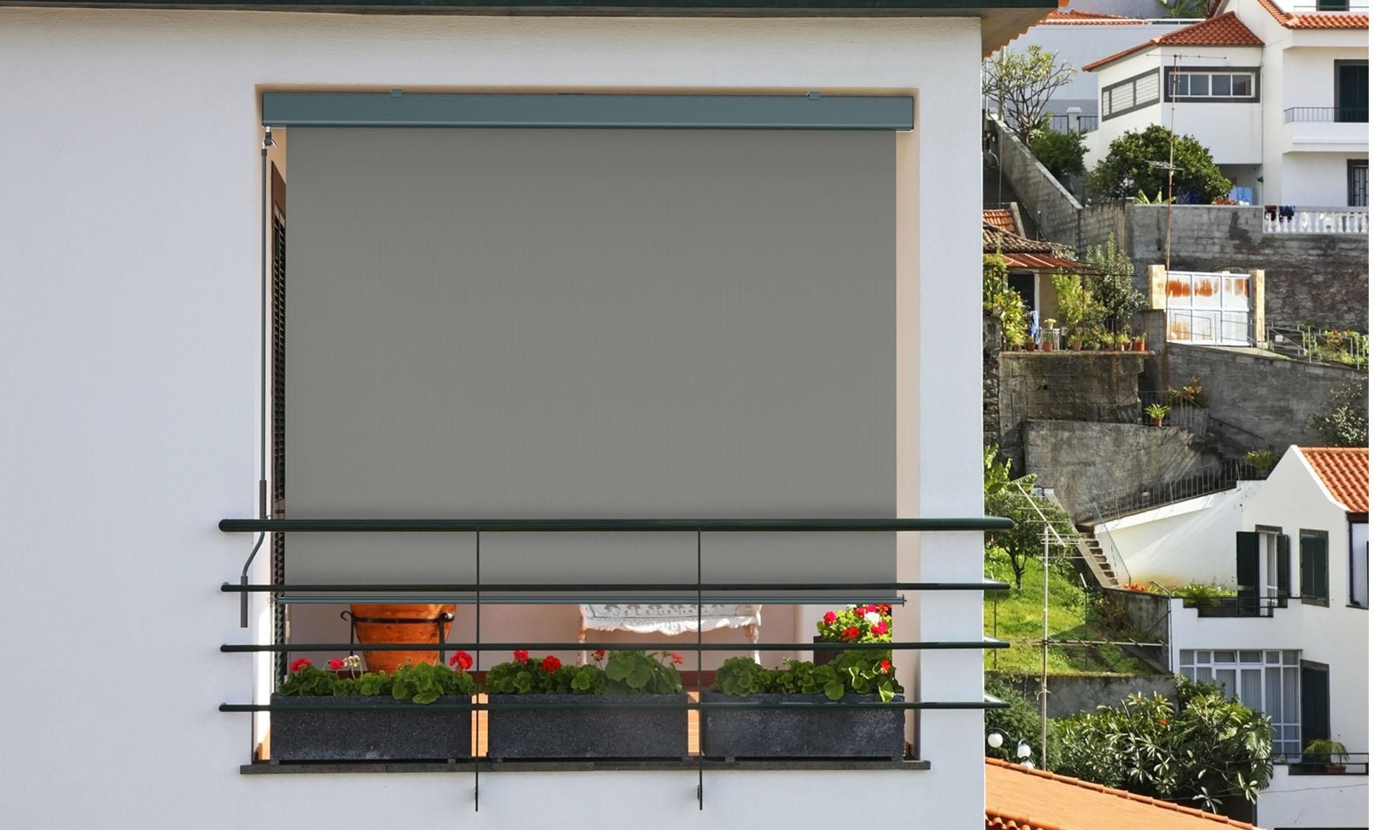 Senkrechtmarkise Balkon 160x250cm Markise mit Kassette Sichtschutz Outdoor Anthrazit Beige paramondo Senkrechtmarkise 2000