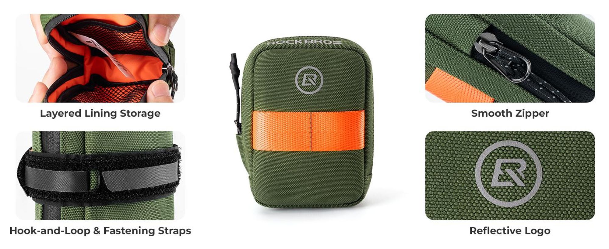 ROCKBROS Fahrrad Satteltasche Mini Tragbare Fahrradtasche für Werkzeug 0,35L Schwarz
