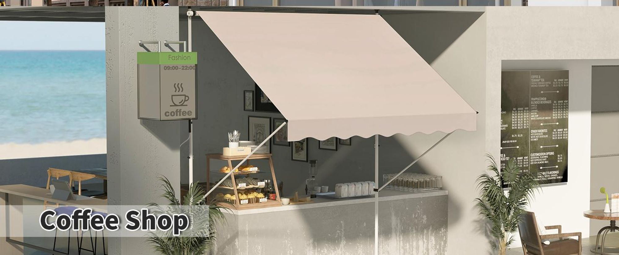 Markiza z ramieniem składanym, markiza z ramieniem przegubowym, markiza przeciwsłoneczna, korba ręczna, balkonowa, aluminiowa, 2x1,5m