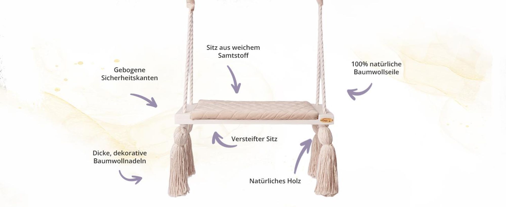 Create for you® - Kinderschaukel Indoor, Große Kinderschaukel aus Holz, Rosa