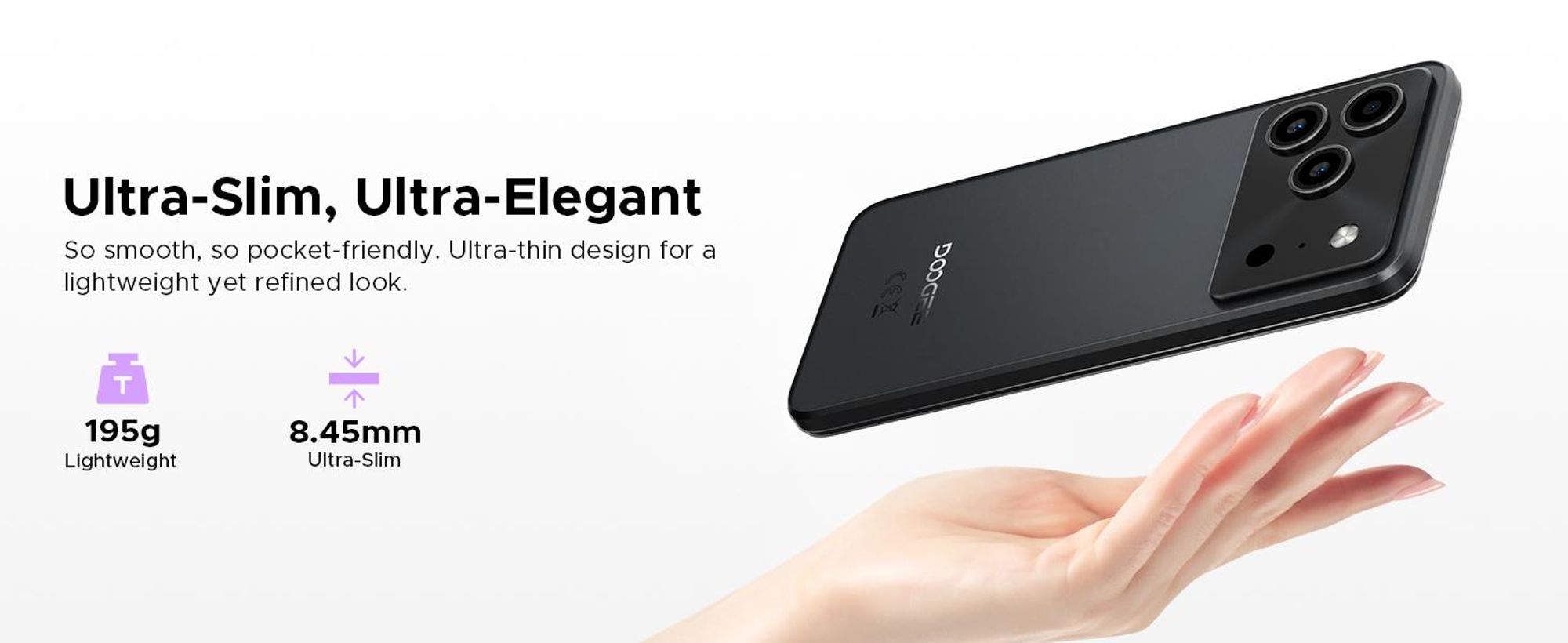 DOOGEE Note56 Plus, smartphone, Android 16, 6,56" displej s obnovovací frekvencí 90 Hz, baterie 6150 mAh, 48 GB RAM + 256 GB úložiště, 4G, 50 MP fotoaparát, NFC, čtečka otisků prstů, rozpoznávání obličeje, bez smlouvy