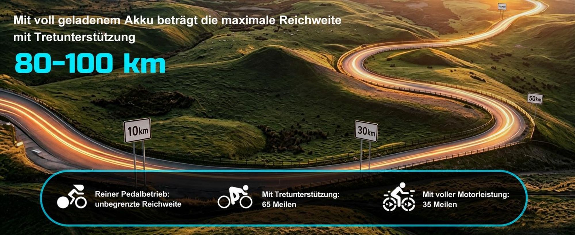 Runetic Ebike, Foldable e-bikes, 250W Motor, 36V 13Ah herausnehmbarer Akku, bis zu 80 km Reichweite, 25 km/h, 20" x 3,0" Breitreifen - Schwarz