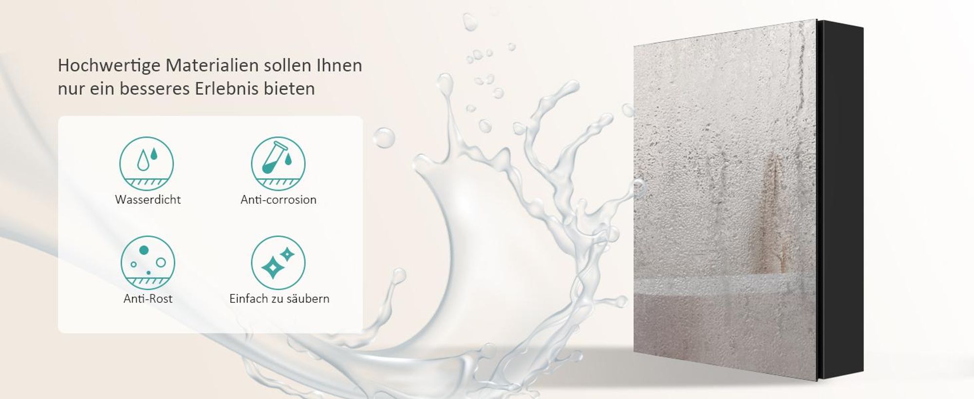 EMKE Spiegelschrank Mattschwarz, 50x65x14,5 cm Aluminium Einzeltür und Verstellbares Glasregal Soft-Close Badezimmerspiegelschrank