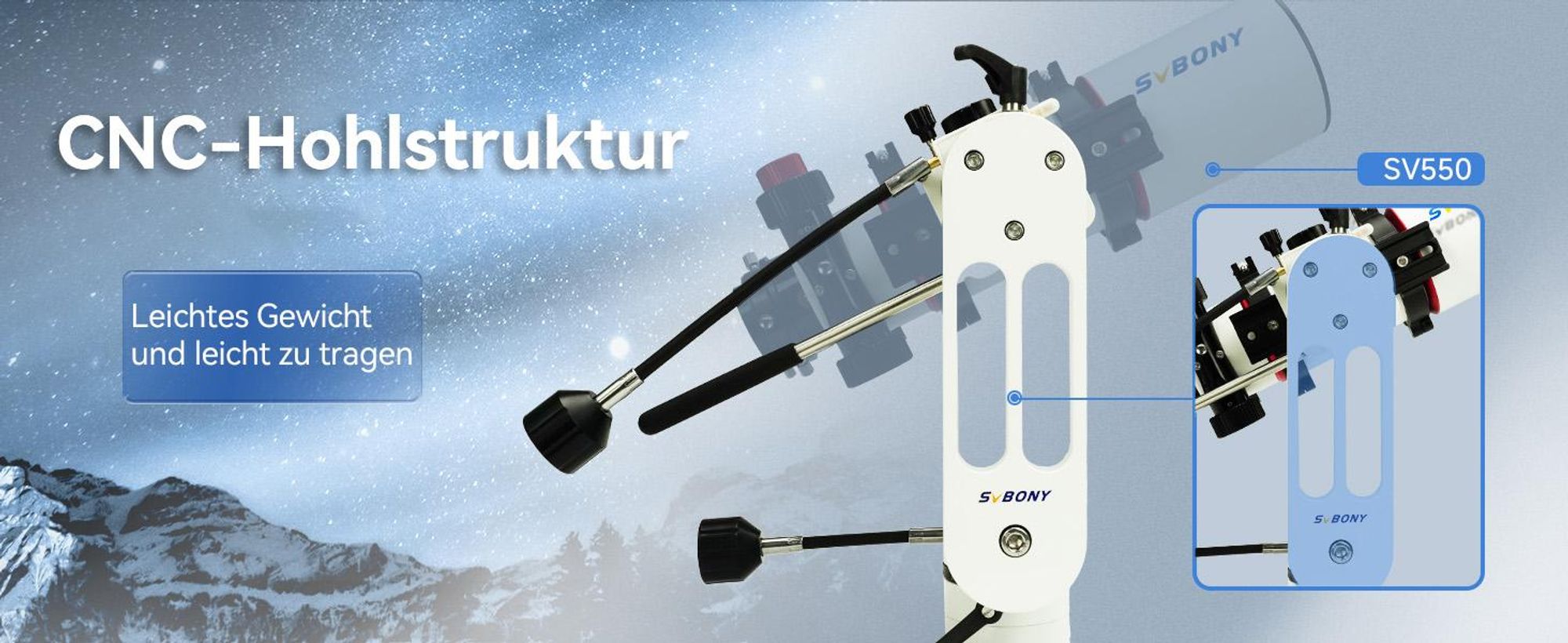Svbony SV225 Azimutale Teleskop Montierung, Aluminium Alt/Az-Montierung mit Einstellbarer Winkel CNC Hohlstruktur, Teleskopzubehör