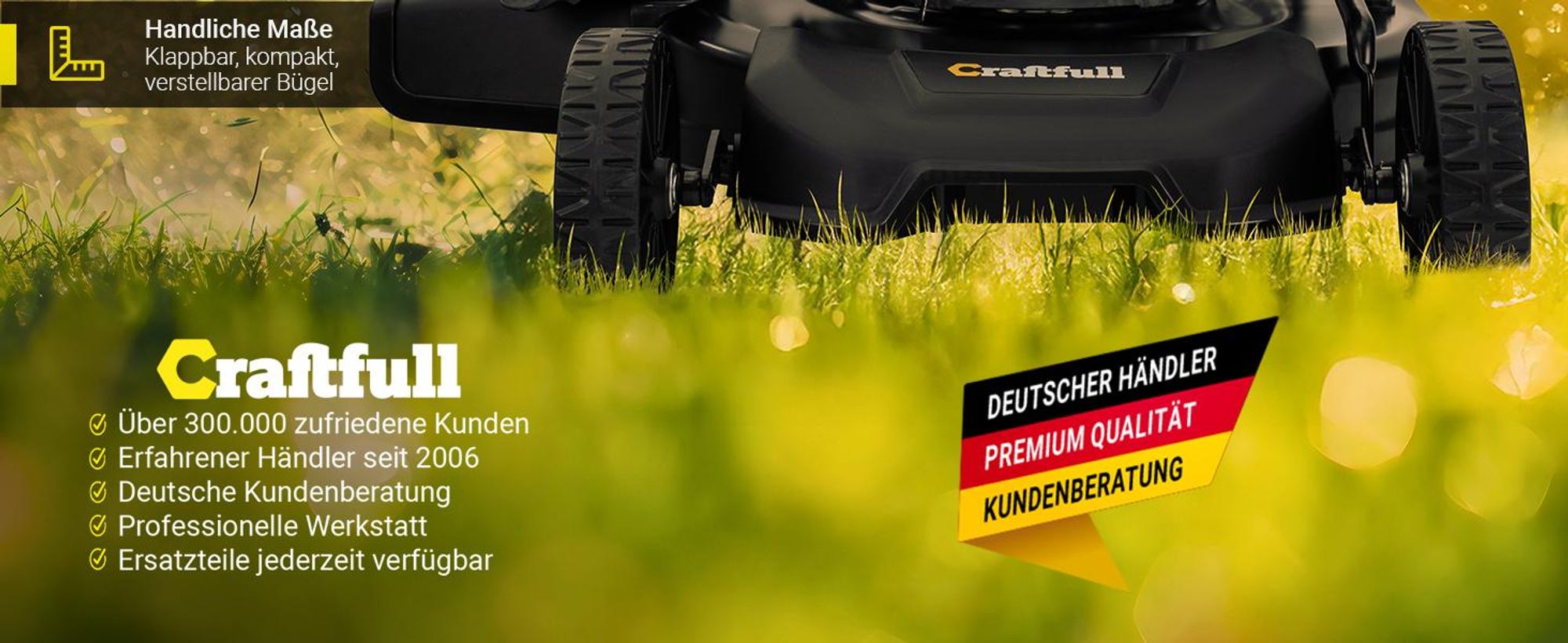 Craftfull Premium Benzin-Rasenmäher CR-196-30 | Selbstfahrantrieb - 53 cm Schnittbreite - 4 in 1 - Mähen - Mulchen - Heck- & Seitenauswurf - klappbar