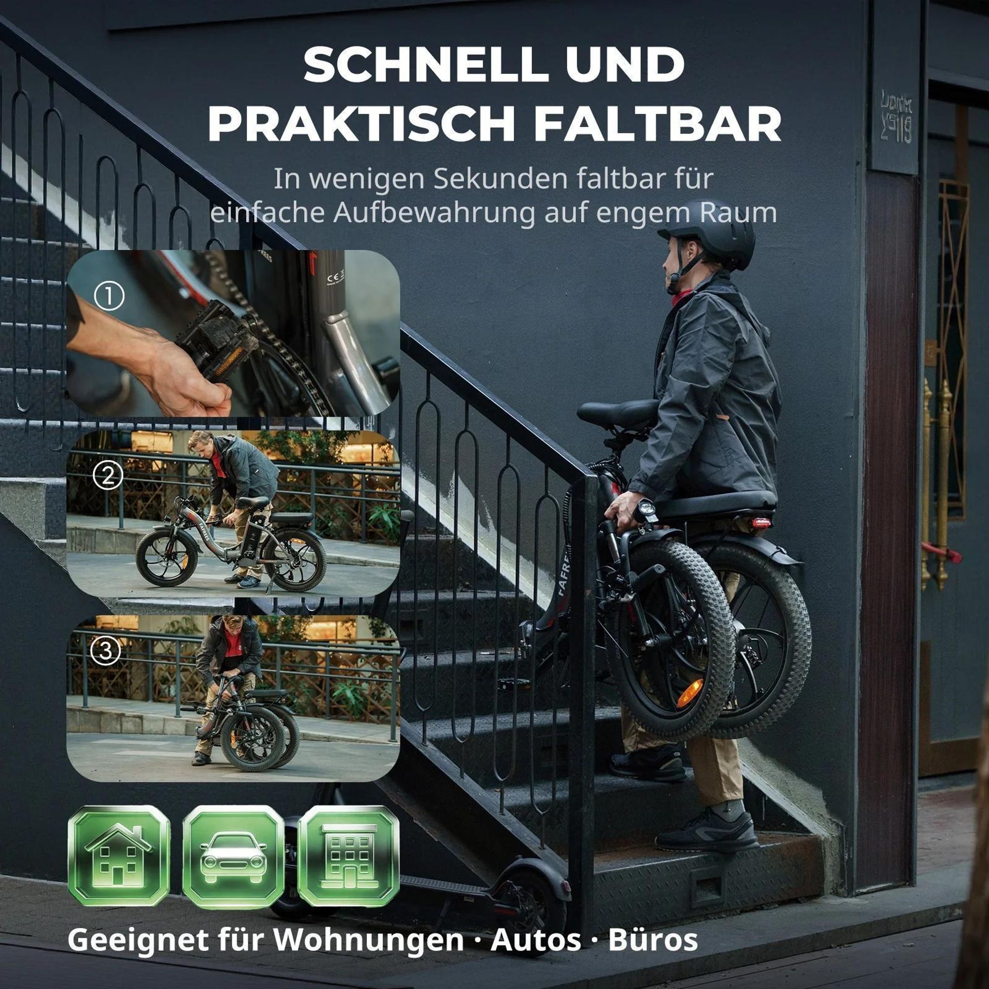 FAFREES F20 City e-bikes - Motor 250W Akku 36V18Ah 20'' Scheibenbremsen - Schwarz