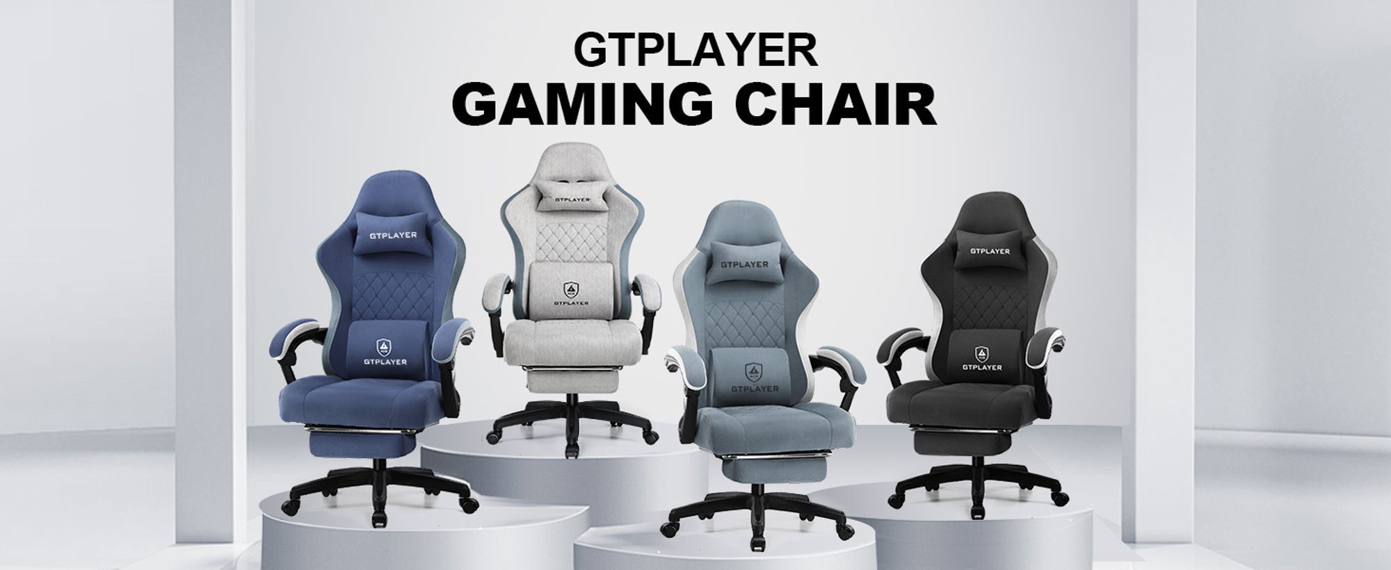 GTPLAYER Gaming Stuhl Ergonomischer Gaming Sessel Schreibtischstuhl PC Gamer Racing Stuhl mit Stoffoberfläche, Federsitzkissen mit Fußstütze schwarz