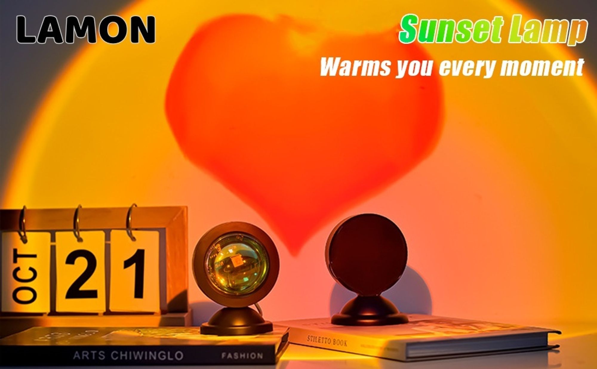 Sunset Lamp,Sonnenuntergang Lampe mitUSB,Nachtlicht Rainbow Light 16 Farben Zwei Fernbedienungen 16Dynamische Modi 180°Drehung Sunset Projektionslampe