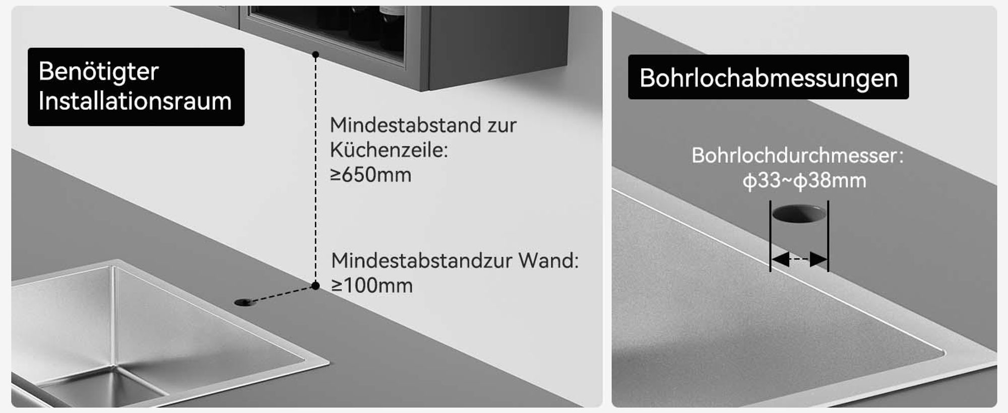 Cecipa MAX 304 Edelstahl Küchenarmatur | 360° Drehbar & Ausziehbar | Schwarz Matt | Zwei Wasserausgänge