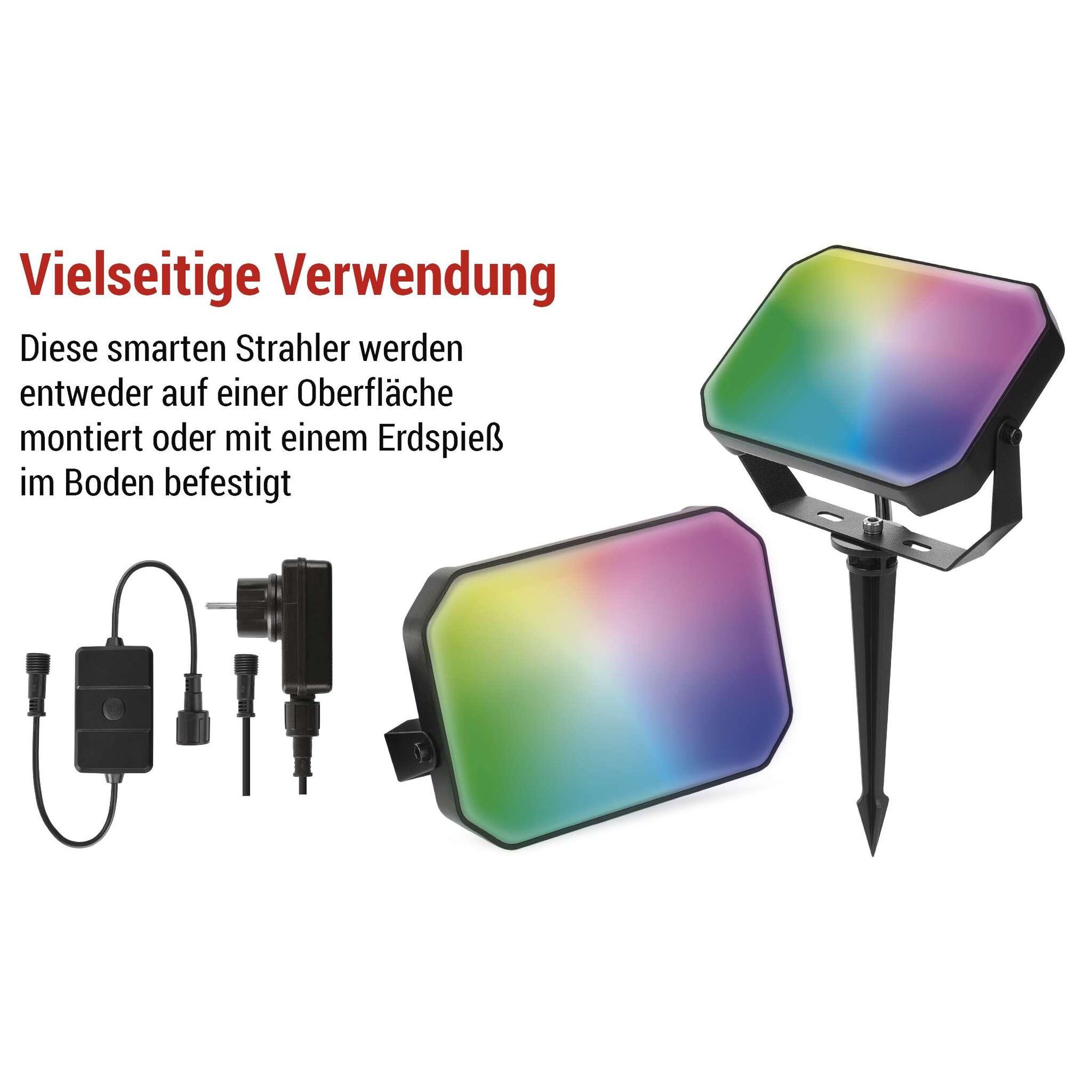 EMOS Smart Gartenfluter 2in1, Startset 3 Stk, WiFi, RGBIC+CCT-Farbspektrum, dimmbar, erweiterbar, HandyApp, Sprachassistenten, wasserdicht, ZIW184R