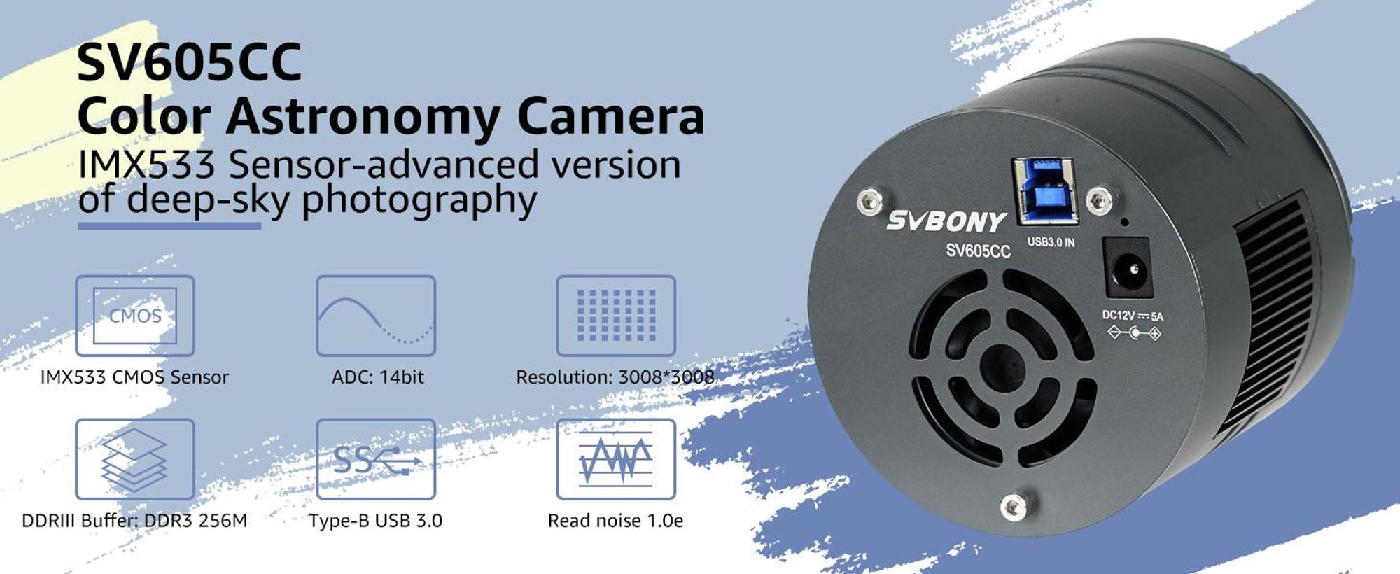 Svbony SV605CC Deep Sky Teleskopkamera, Farb Astrokamera Back-Illumination Technologie IMX585 CMOS, Teleskop Okular mit 1,25Zoll USB3.0 Zero Amp Glow, Gekühlte Okular für Deep Sky Astrofotografie