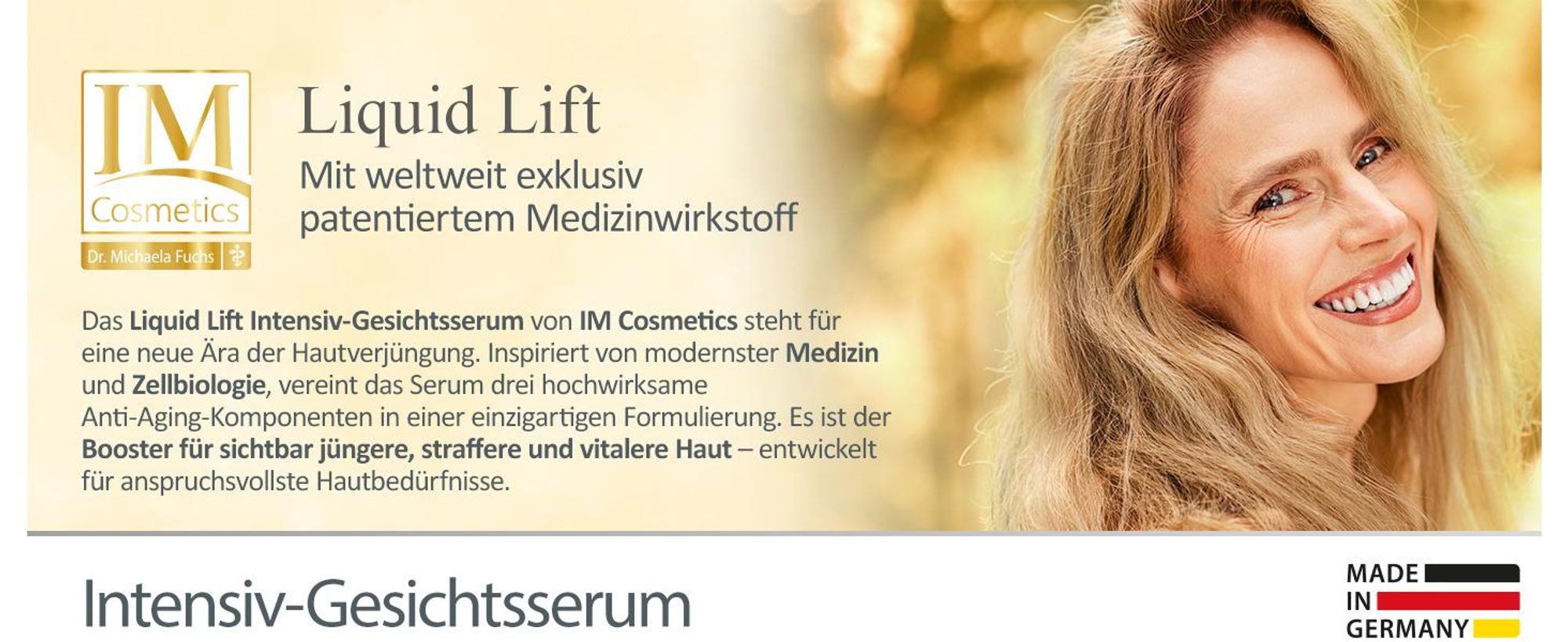 Genius IM Cosmetics Liquid Lift Intensiv Gesichtsserum – Anti-Aging Serum für Gesicht, frische Haut, Anti Falten 30 ml | Dr. Michaela F