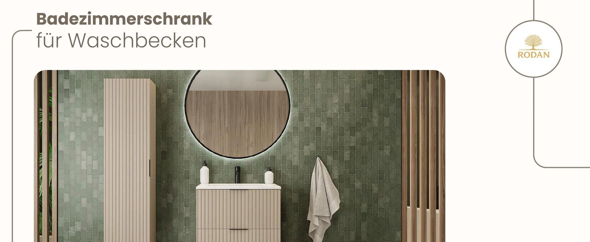 Badmöbel, Waschbeckenunterschrank, Badezimmerschränke, RODAN, Badschrank, Waschbecken, Bad