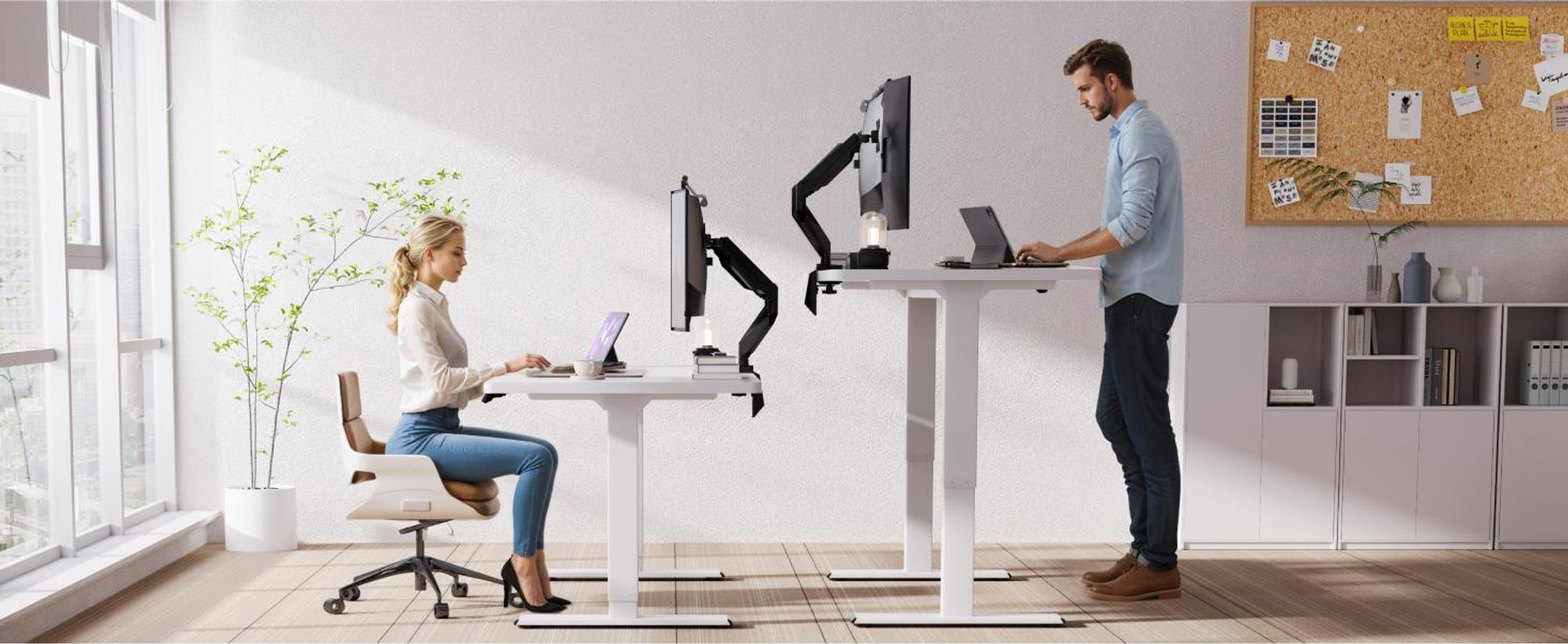 FLEXISPOT QB2 Höhenverstellbarer Schreibtisch Elektrisch 180x80cm, mit Monitorhalterung, 2 STARKE MOTOREN, 120 kg Tragkraft, 4 Memory-Funktion (Weiß)
