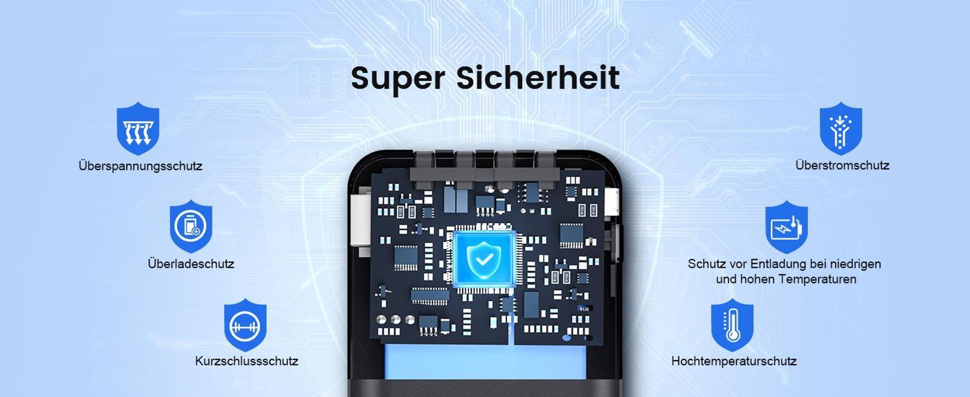 Powerbank, Tragbares Ladegerät, Externes Ladegerät, 20.000 mAh, 22,5W Schnellladegerät, mit 4 integriertem Kabel