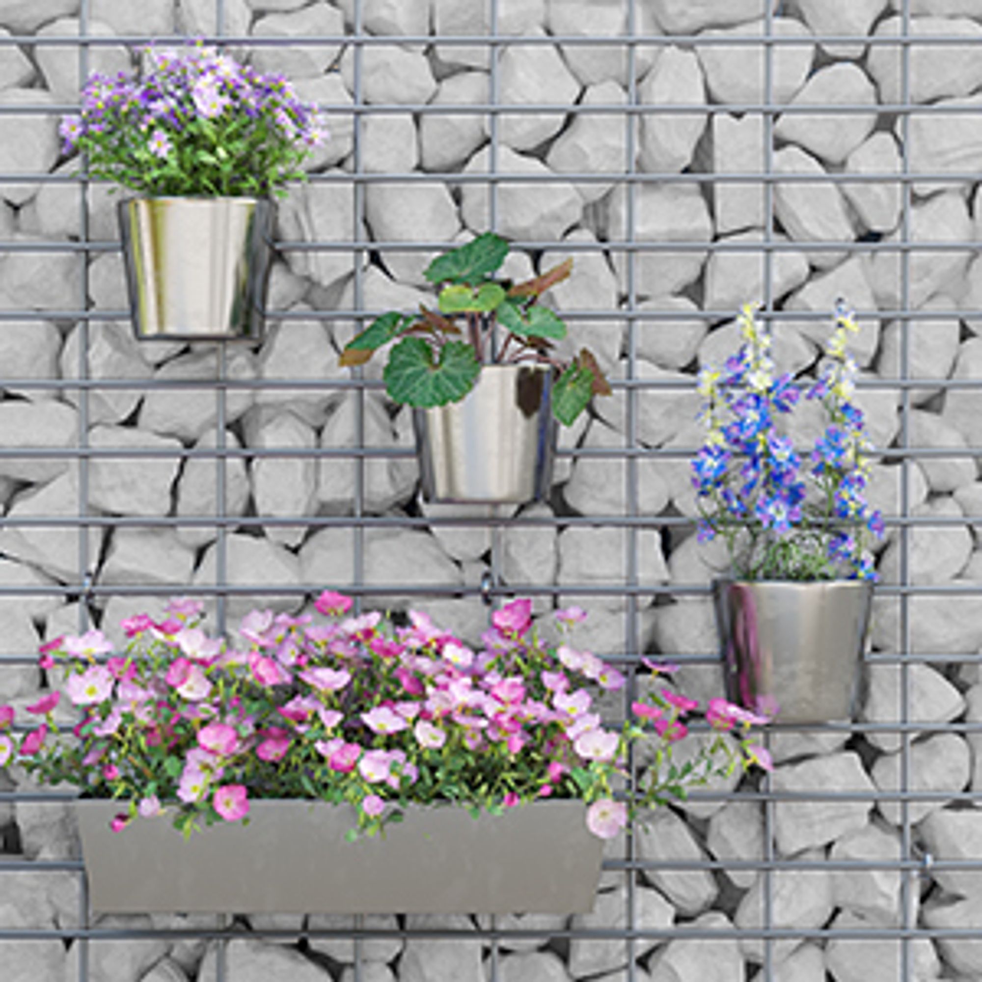 SONGMICS 100 x 50 x 30cm Gabionen×2 Maschenweite 10 × 5 cm Stützmauern Gartenzaun Gabionenwand Steinmauer Säule GGB253 (2 x GGB153)