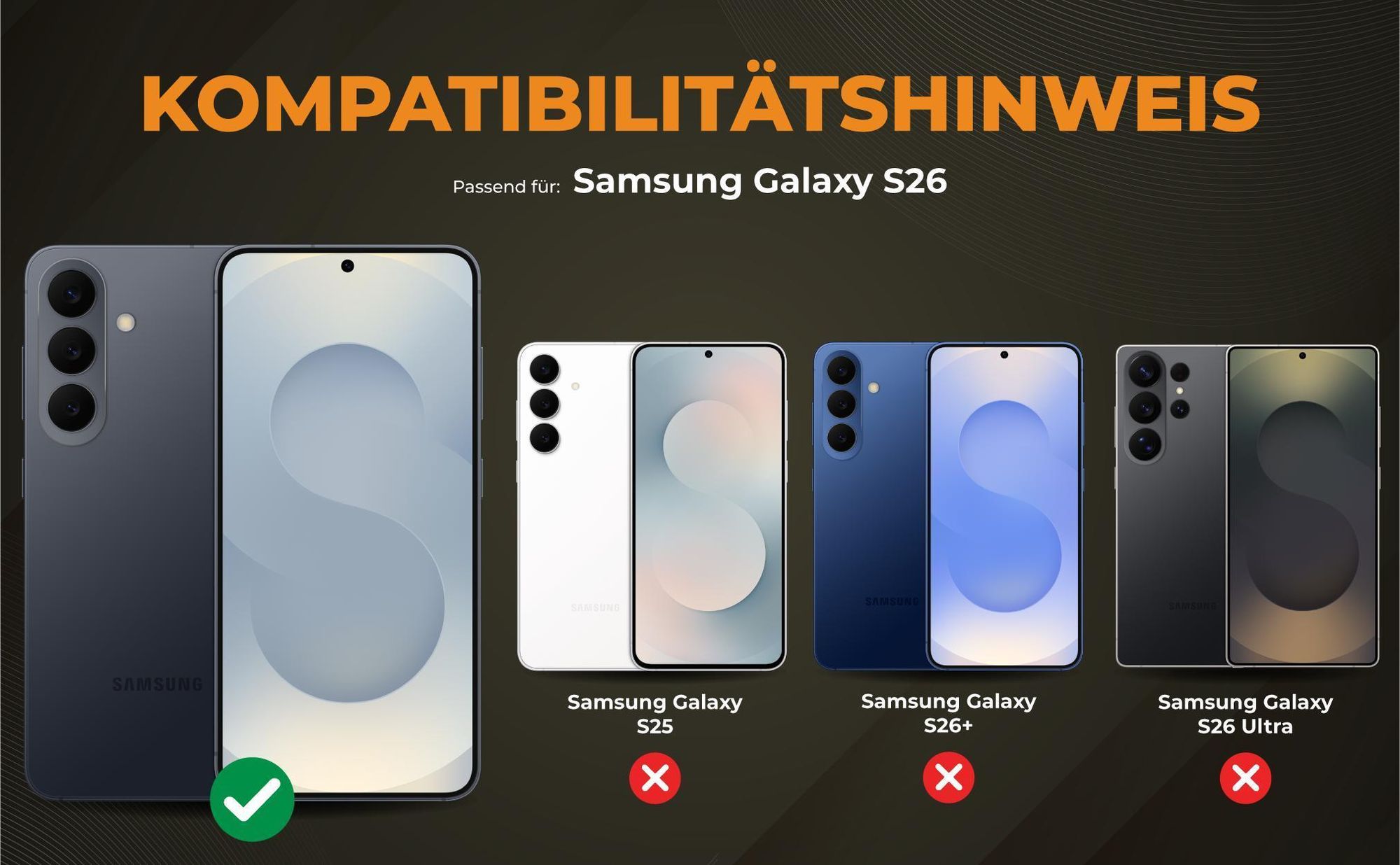 Kompatibilitätshinweise Hülle für Samsung Galaxy S26