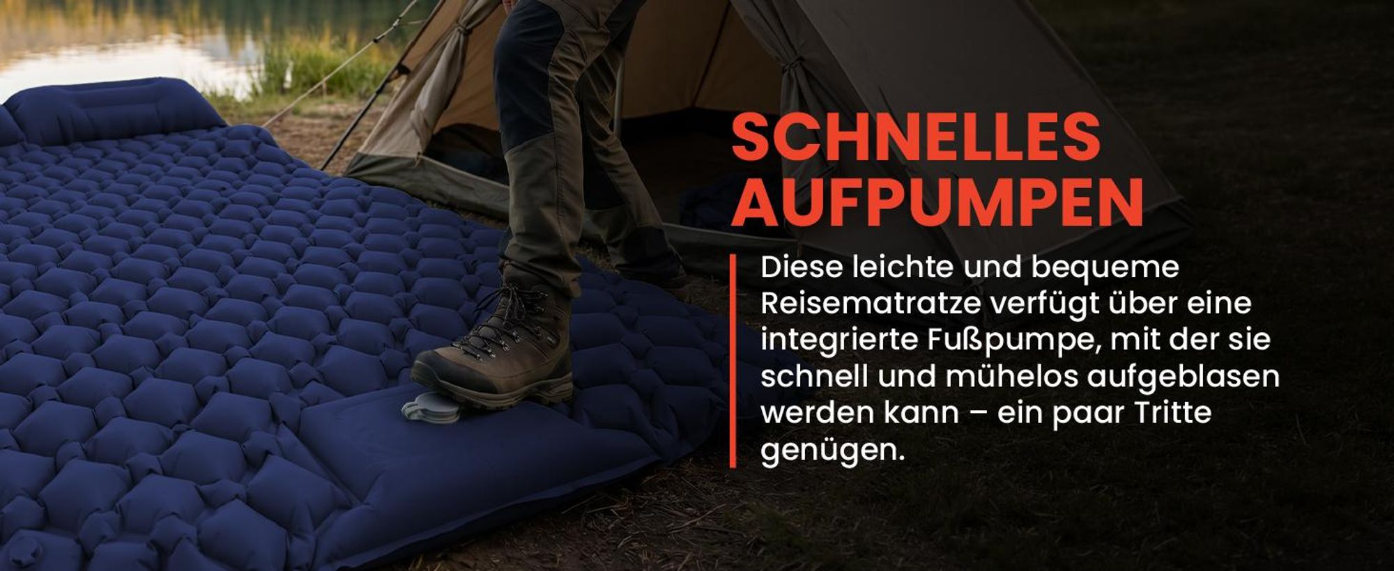 Isomatte Luftmatratze Doppel Selbstaufblare Zweiermatte für Wandern Strand