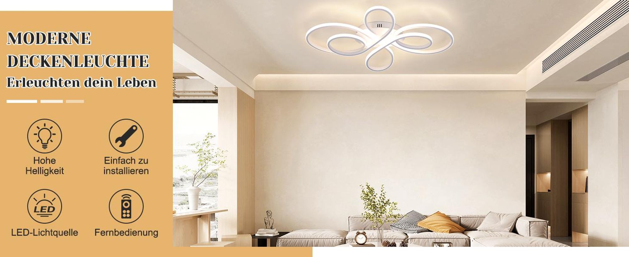 ZMH Deckenlampe LED Deckenleuchte Dimmbar Wohnzimmerlampe 78W Schlafzimmerlampe Weiß mit Fernbedienung Deckenbeleuchtung Groß für Esszimmer Büro Küche