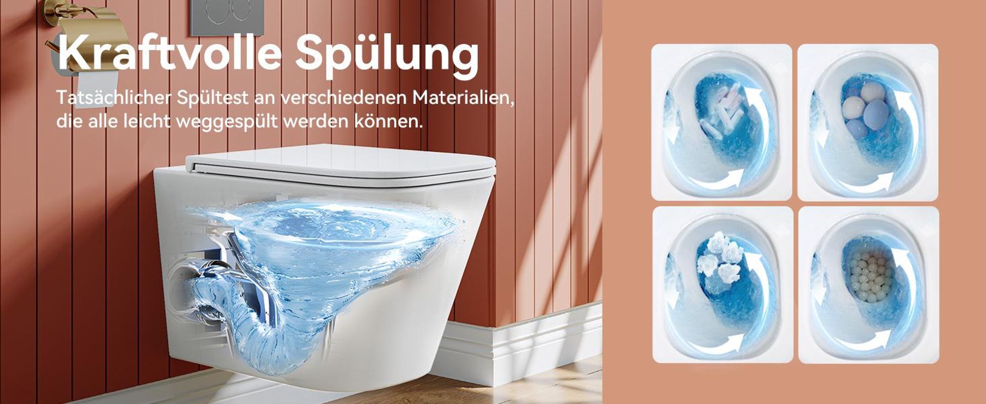 Komplett Vorwandelement Toilette Set - 82cm Unterputzspülkasten + Hänge Spülrandlos WC Toilette + Rechteckig Chrome Drückplatte HOROW