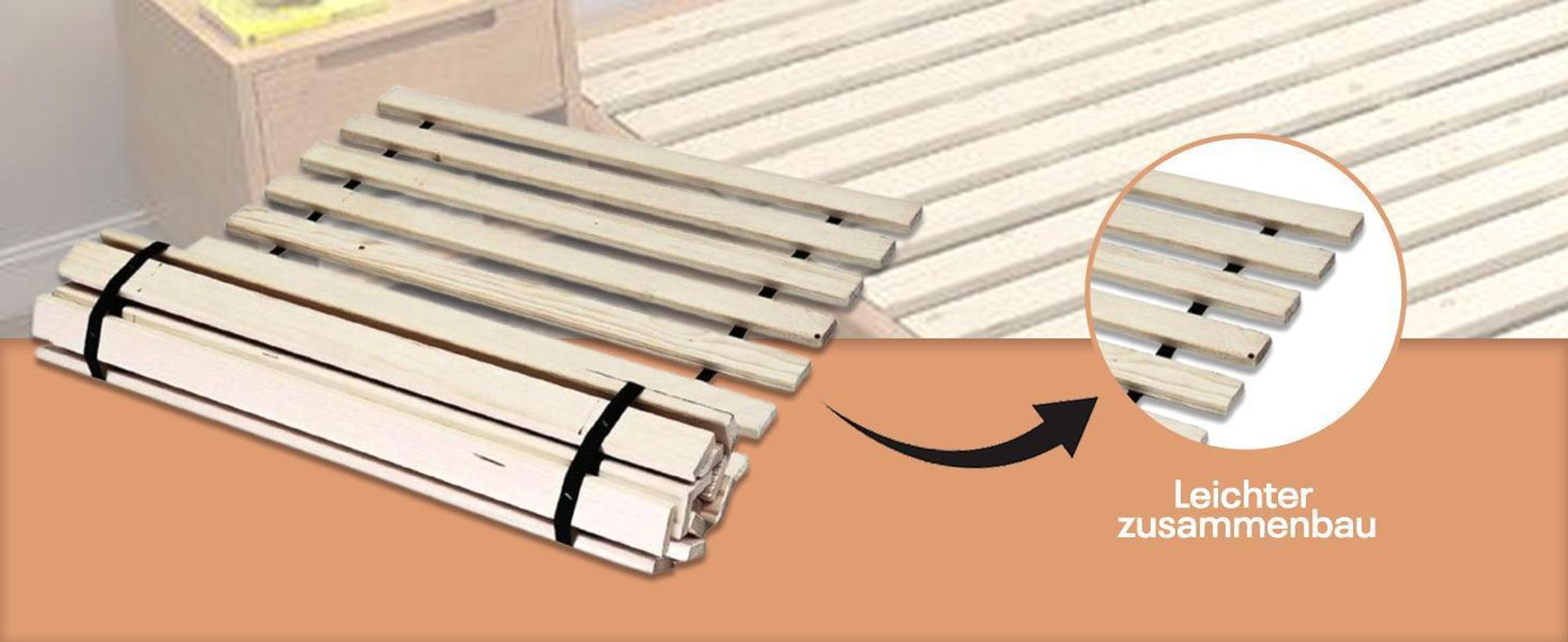 Best For You Rollrost 90x160 aus 10 massiven stabilen Holzlatten Geeignet für alle Matratzen
