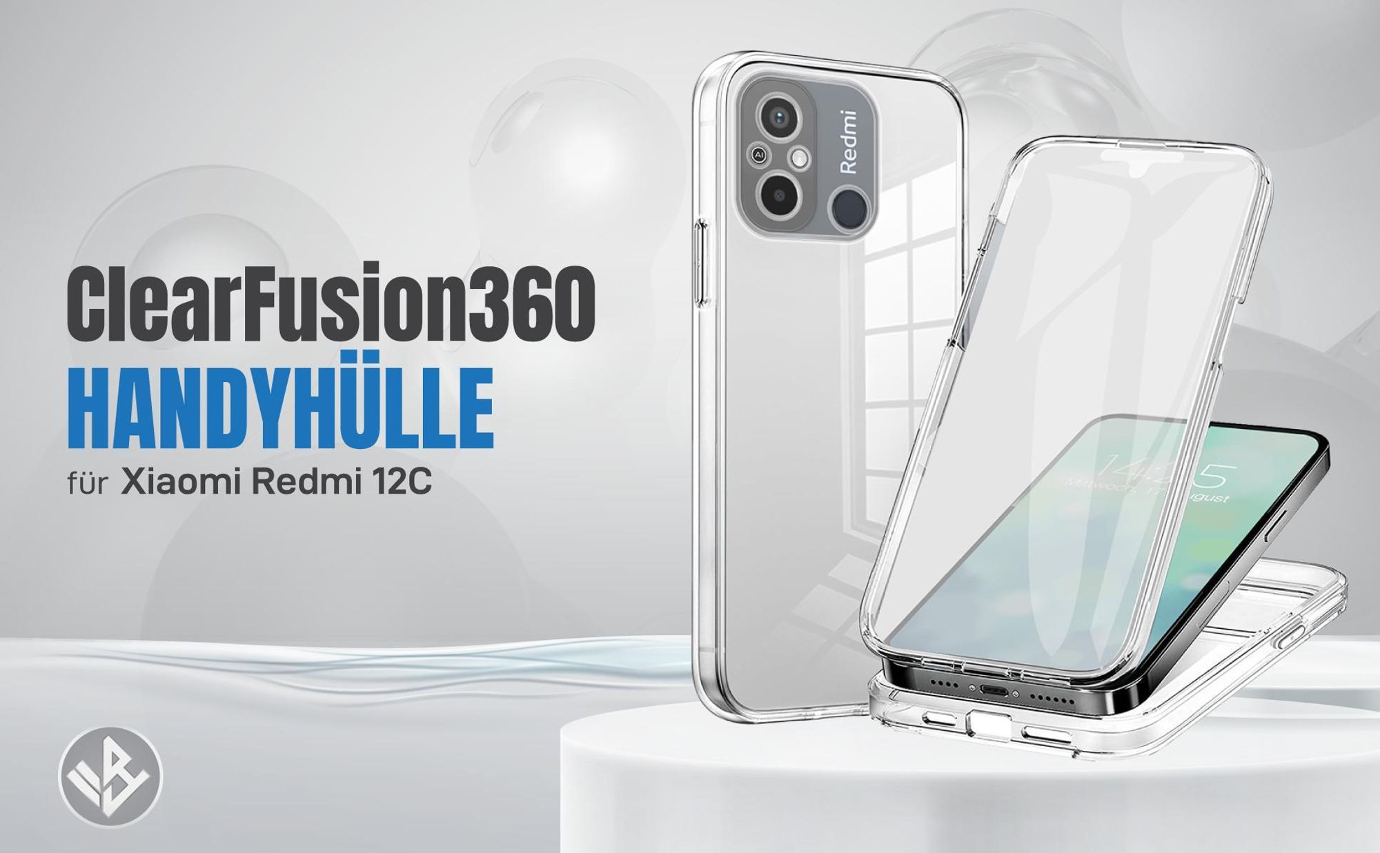 Transparente 360 Grad Hülle für Xiaomi Redmi 12C mit Kameraschutz