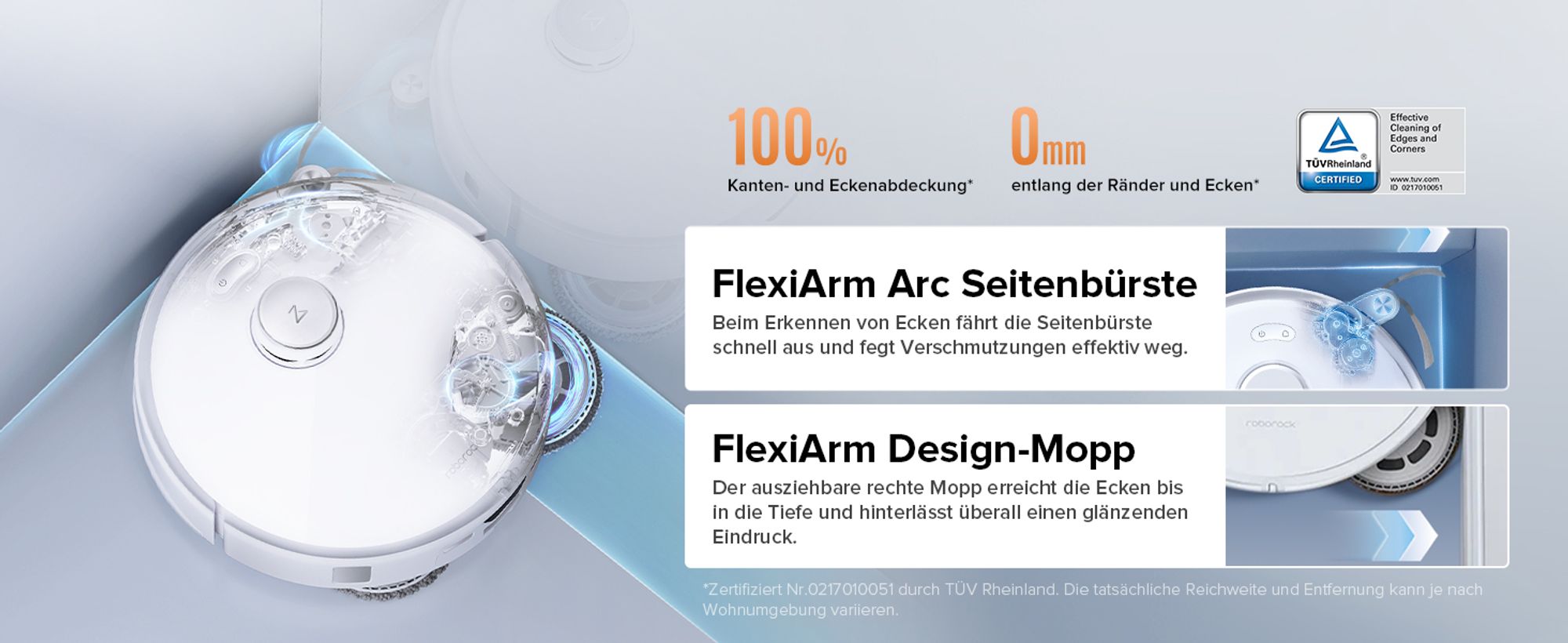 Roborock Qrevo Edge S5A Staubsauger Roboter 18.500 Pa(Upgrade von S8 Pro Ultra), 75℃ Heißwasser-Moppwäsche, Dual Anti-Tangle, FlexiArm Design™ Schwarz