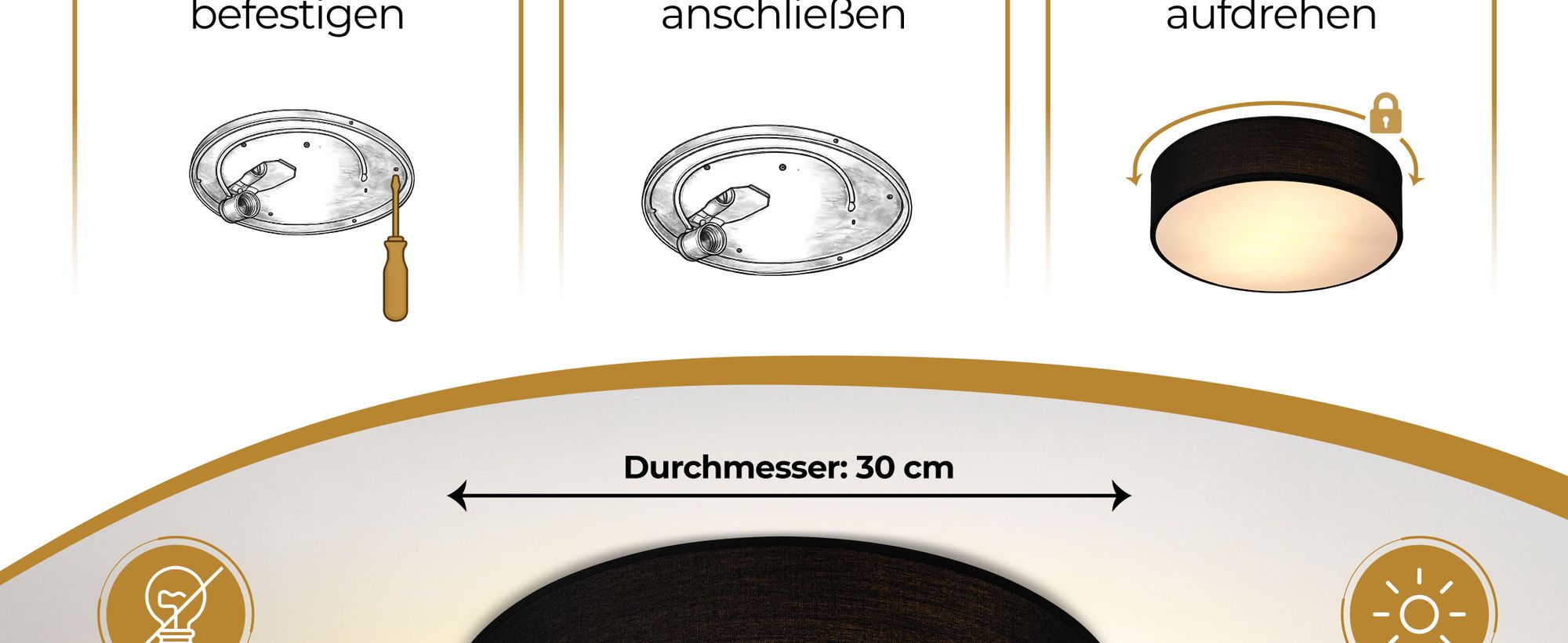 MONZANA Deckenlampe Stoff Wohnzimmer