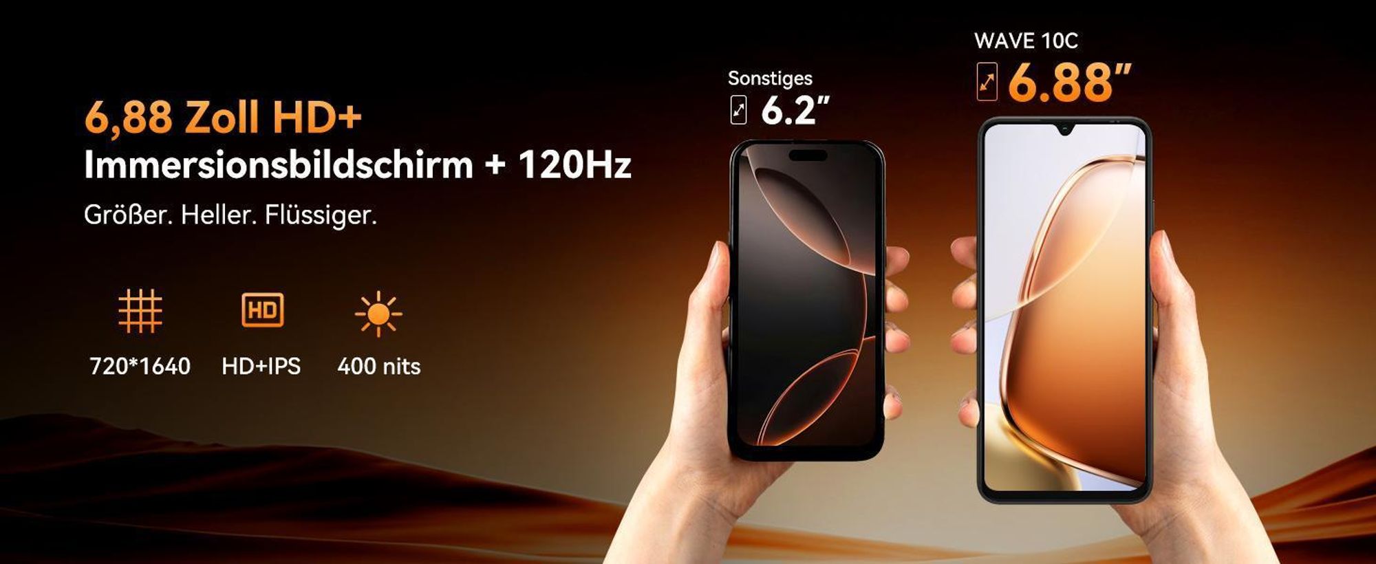 Blackview Wave 10C smartphone Ohne Vertrag, Android 16, 6.88", 120Hz, 1080p, Dual SIM, Face ID, 5000 mAh, Gemini AI, DokeOS 5.0, 1080p, 4G