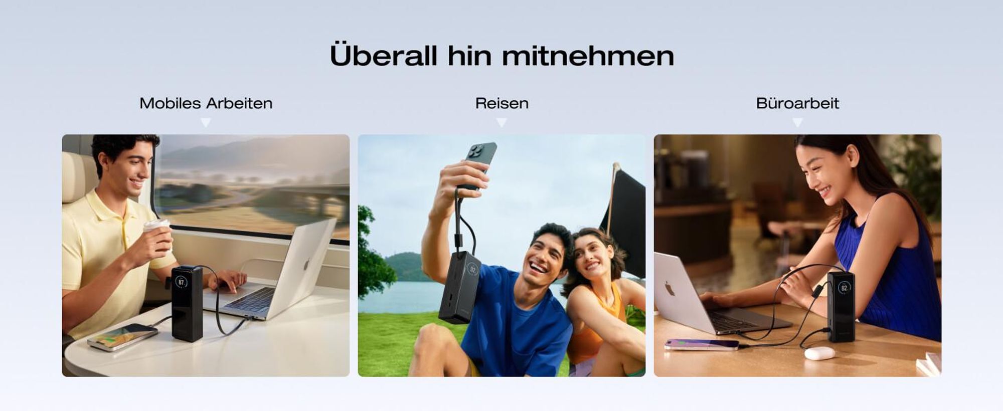 EcoFlow Rapid Powerbank 25 000 mAh 170 W mit 100 W integrierte und einziehbare Kabel, tragbares Ladegerät mit 100 W USB-C Anschluss