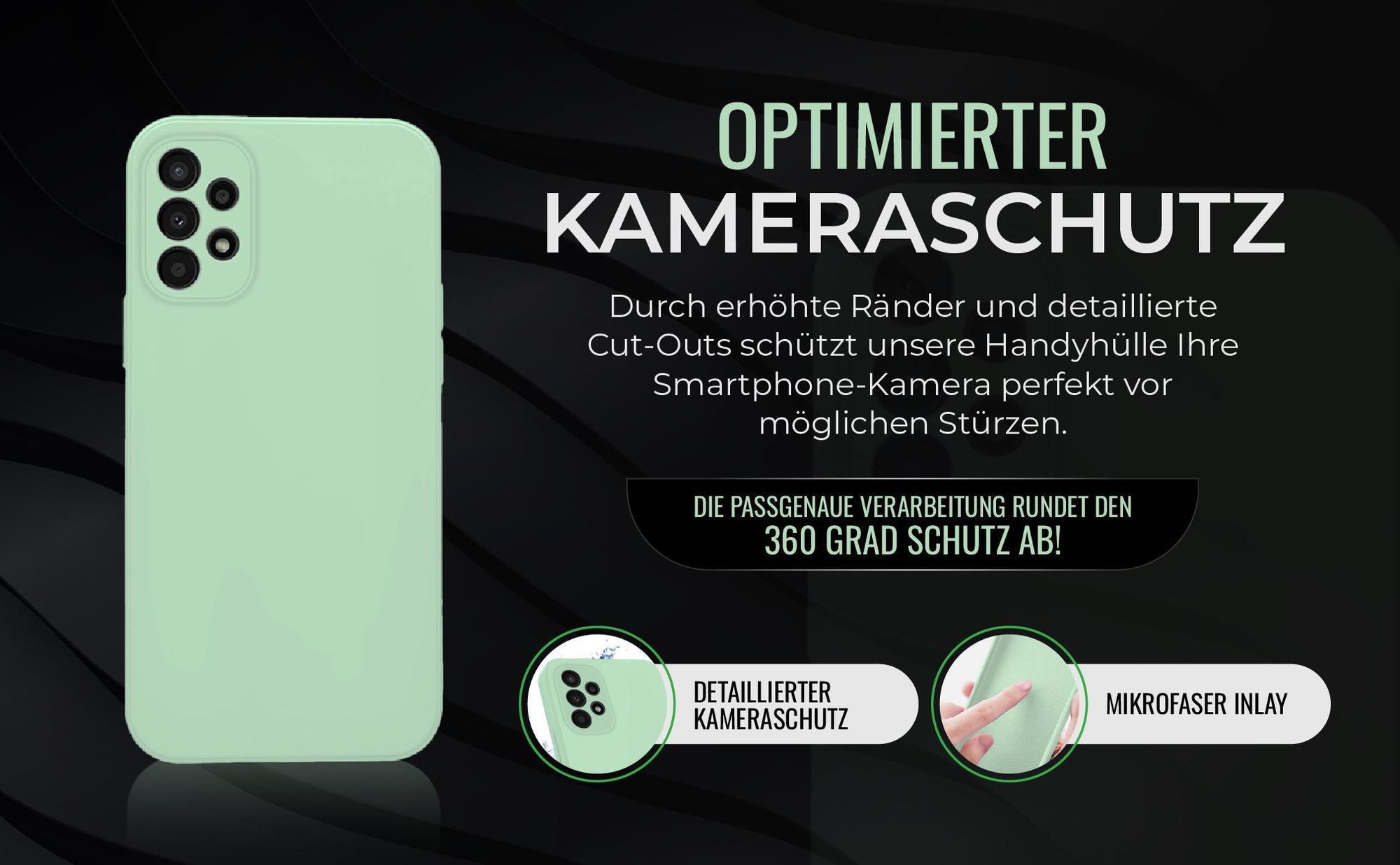 Handyhülle in Türkis für Samsung Galaxy A23 5G in detailliertem Kamera Cutout