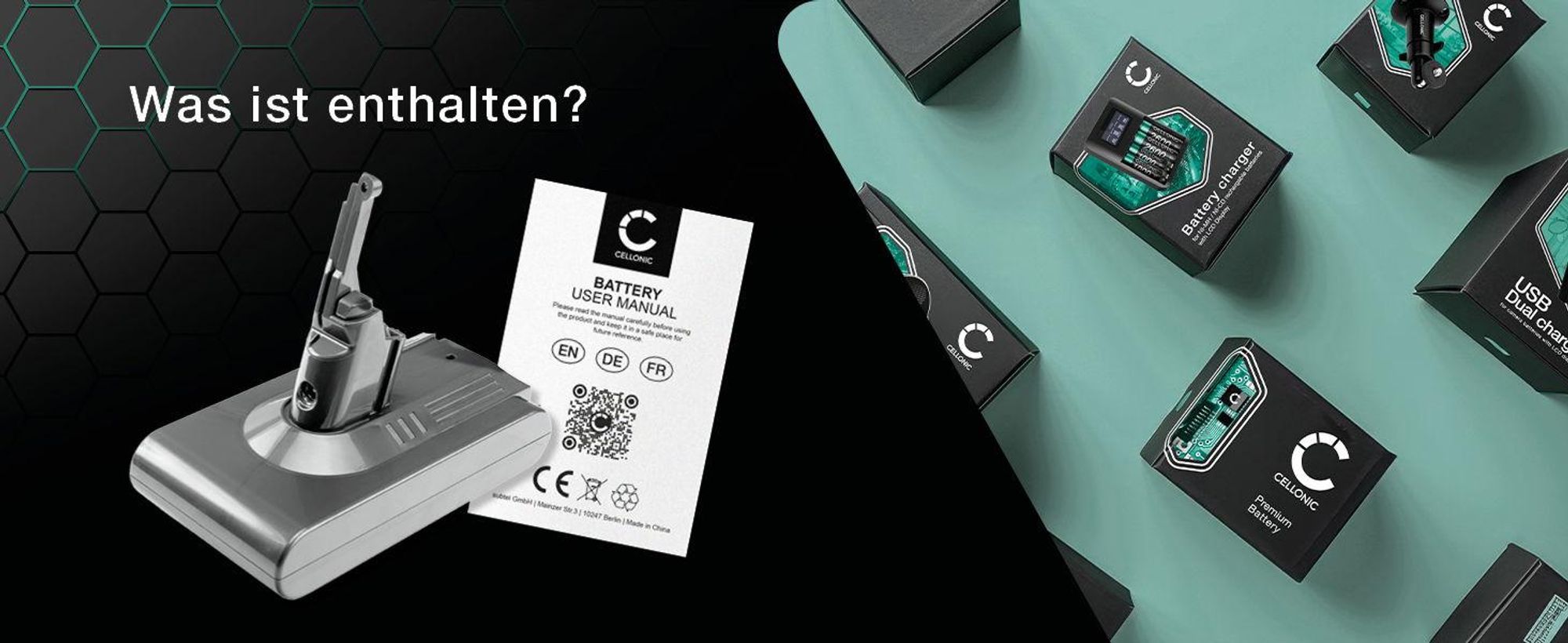 CELLONIC 1x Akku für Staubsauger Kompatibel mit Dyson V8 Absolute plus, V8 Carbon Fiber vacuum, V8 , V6 - (3000mAh, 21.6V)
