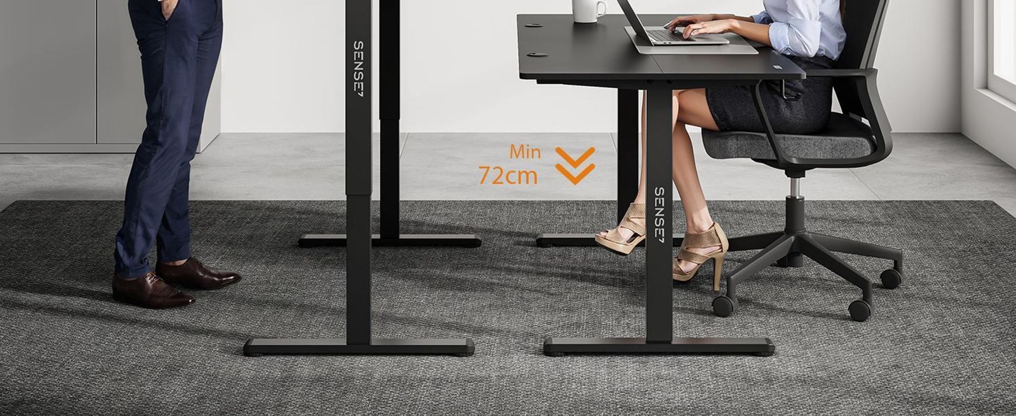 SENSE7 Bureau réglable en hauteur Nojo 120 cm en chêne Bureau gaming électrique Bureau d'ordinateur Bureau debout Bureau de bureau Fonction mémoire Gestion des câbles