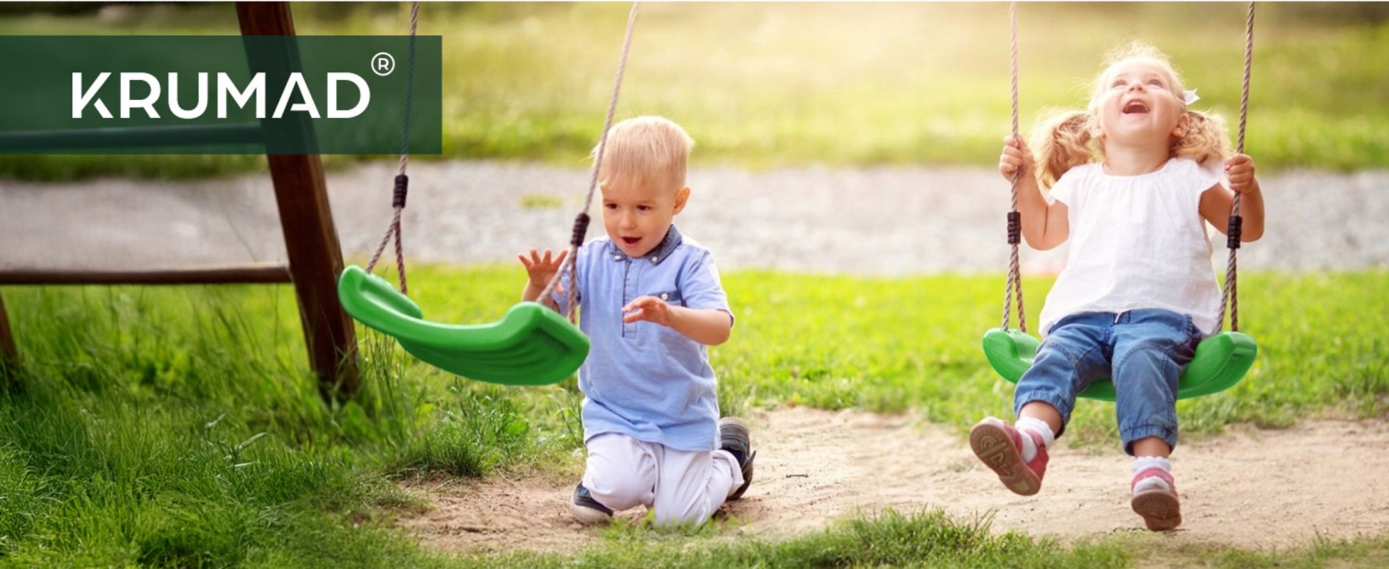 KRUMAD Kinderschaukel Outdoor Indoor, Babyschaukel, Schaukel, Tragkraft bis 35 kg, Höhenverstellbar, Babysitz für Kinderzimmer, Grün