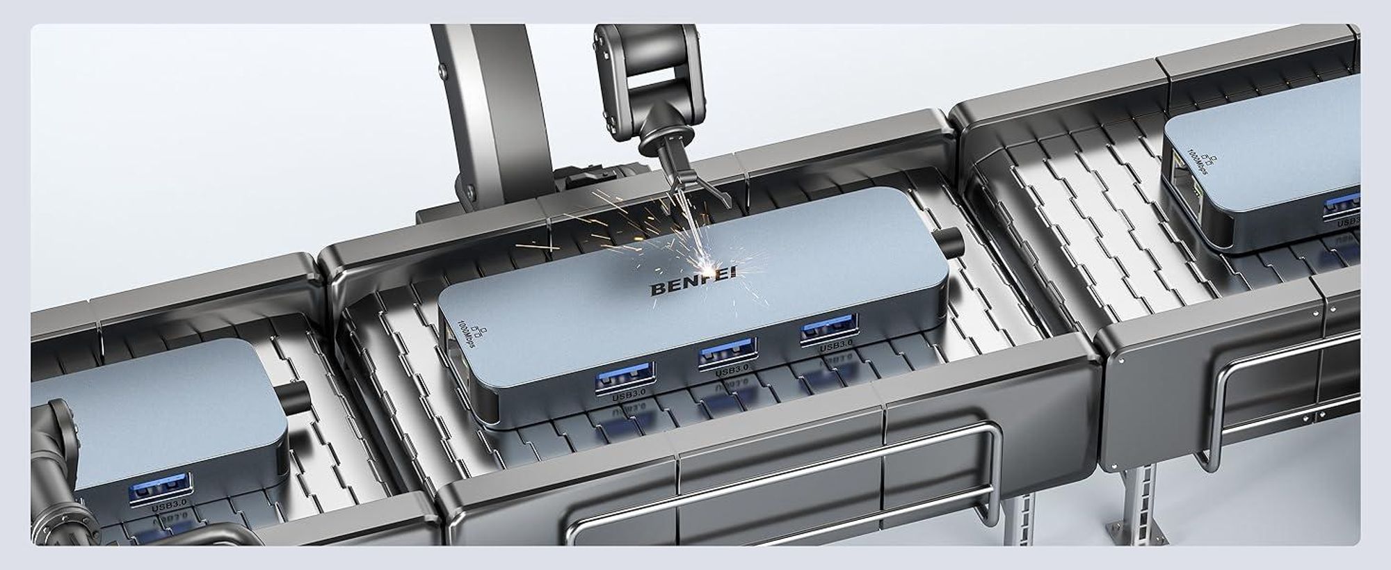 BENFEI Hubs USB C auf Gigabit Ethernet Adapter mit 3 Port USB Hub