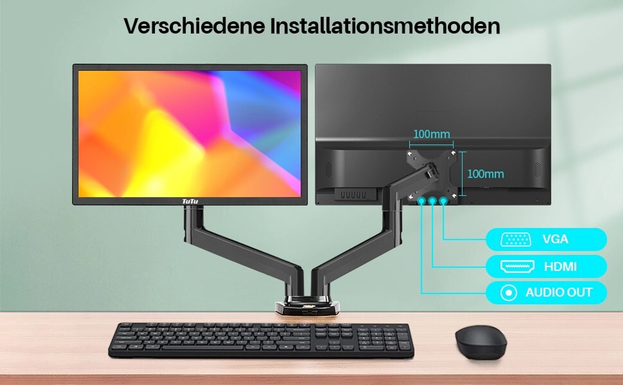 TuTu F2145M 22-Zoll Full HD 75Hz LED Monitor HDMI,VGA,Audio Out Inklusive HDMI Kabel
