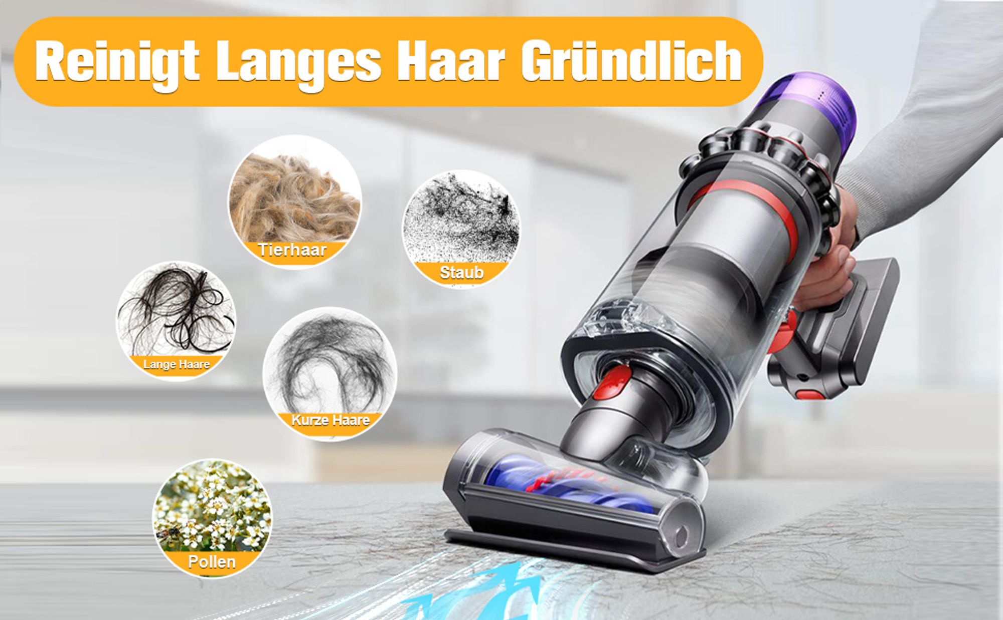 Anti-Verwicklungs Haardüse Bürstenkopf Aufsatz für Dyson V7 V8V10 V11 V15, Ersatzteile Mini-Motorwerkzeug für Reinigung von Matratze,Bett,Sofa,Teppich