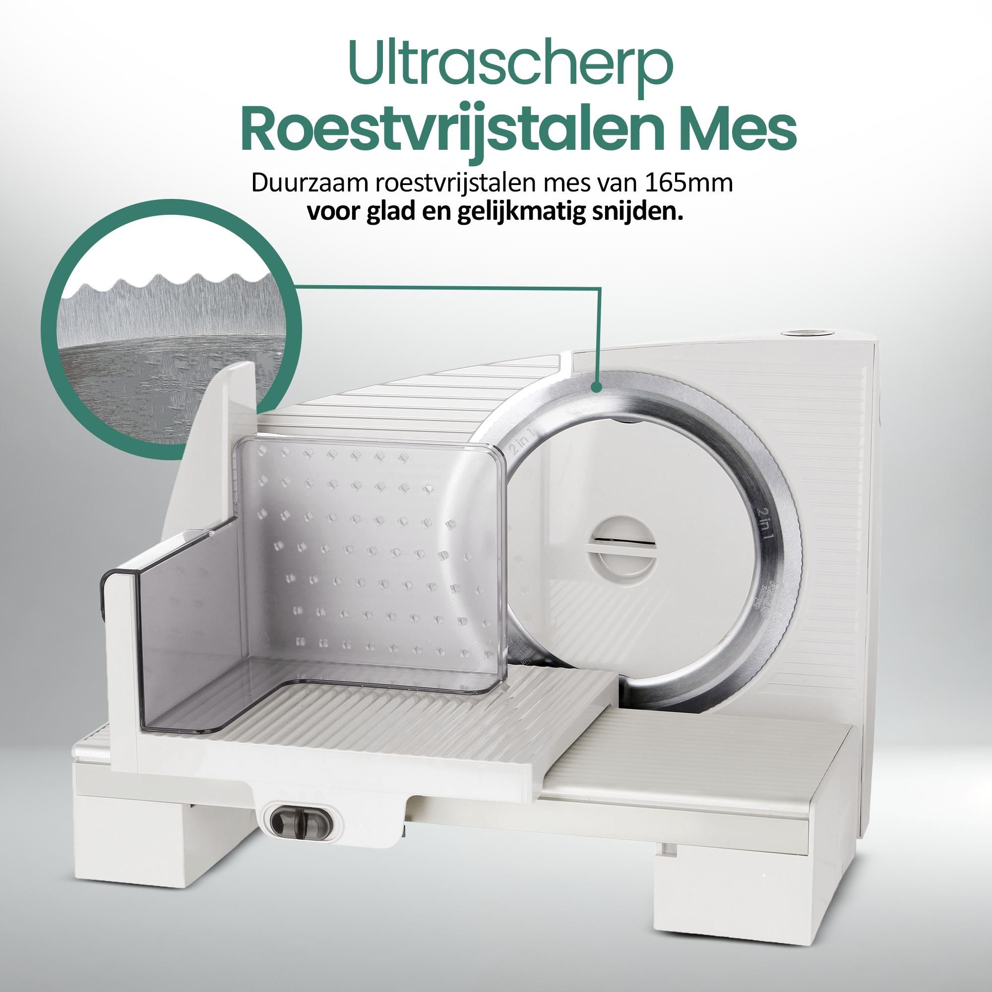 Emerio Multifunctionele Snijmachine – 110 W – Instelbare Snijdikte van 0–15 mm – Solinger RVS Mes – Allessnijder – Wit – MS-125001